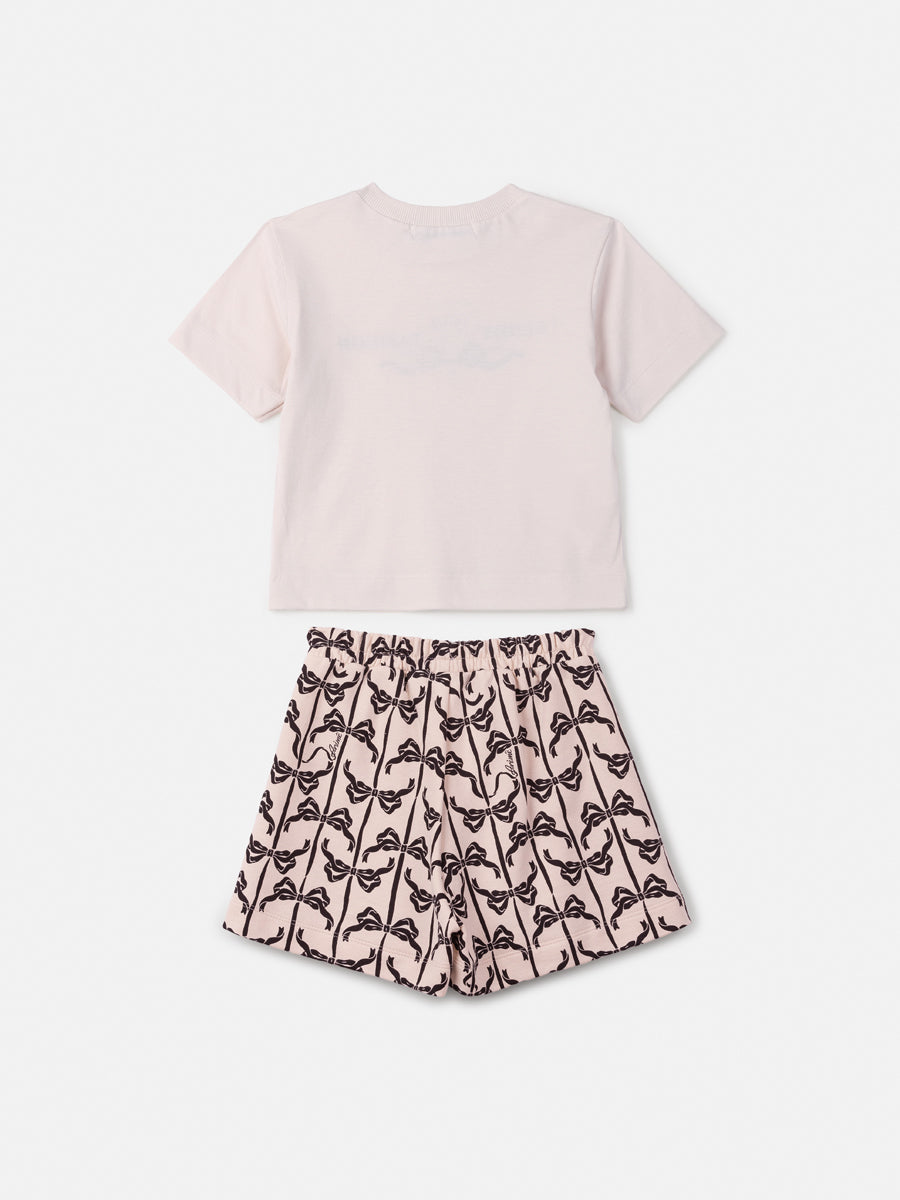 Conjunto Infantil Animê com Shorts e Blusa Bege Fashion