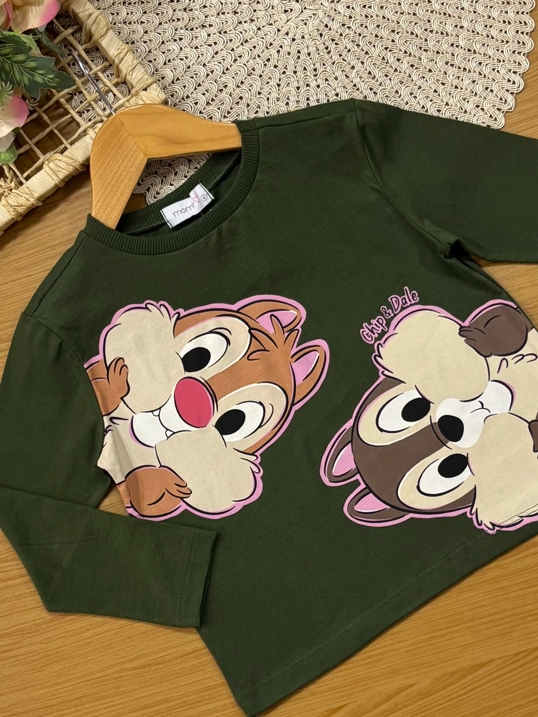 Blusa Infantil Momi Inverno Manga Longa Verde Tico e Teco Disney