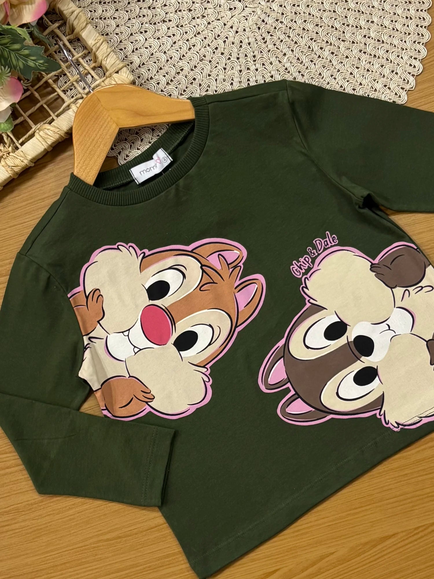 Blusa Infantil Momi Inverno Manga Longa Verde Tico e Teco Disney