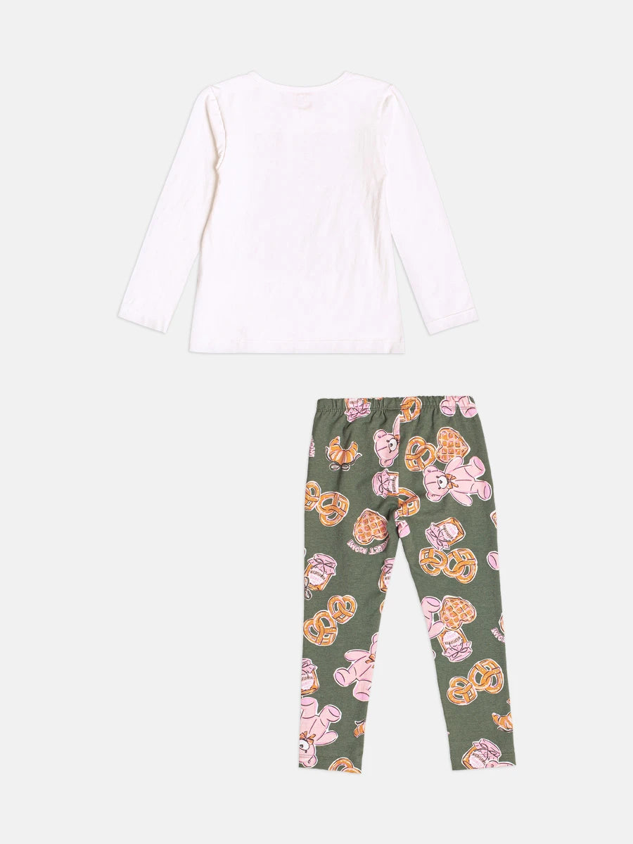 Conjunto Infantil Momi Inverno com Calça Legging Verde e Blusa Manga Longa Docinhos