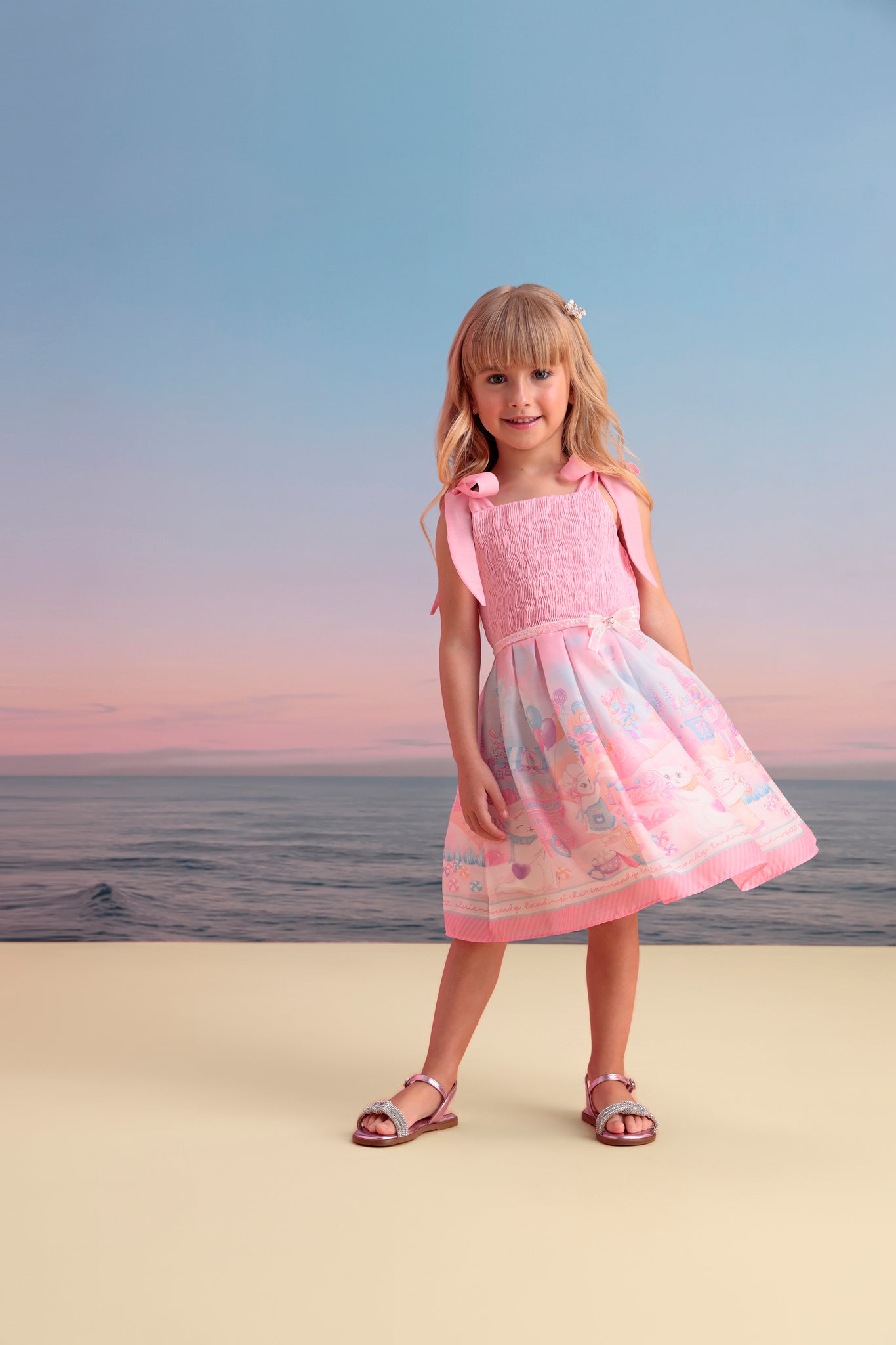 Vestido de Festa Infantil Petit Cherie Verão Gatinha Cozinheira