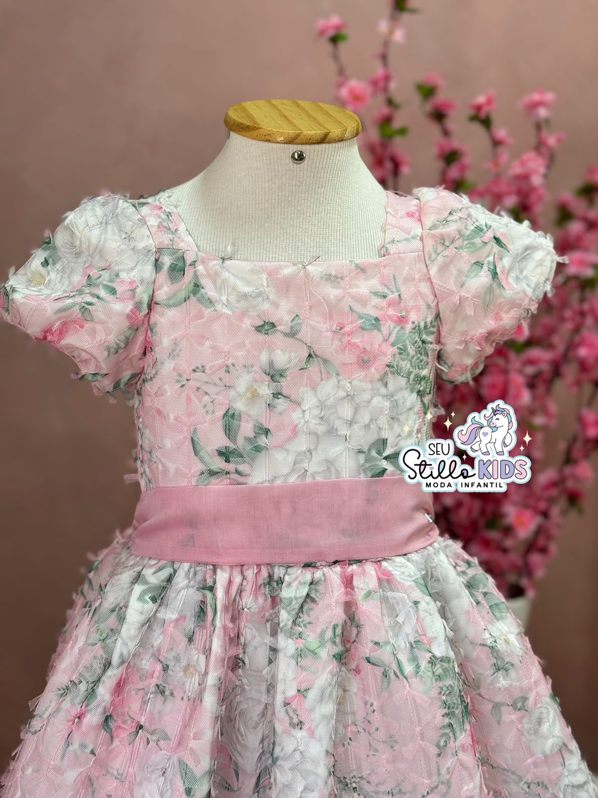 Vestido de Festa Infantil Petit Cherie Verão Floral Pink