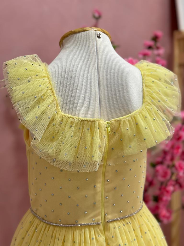 Vestido de Festa Infantil Petit Cherie Verão Amarelo Tule