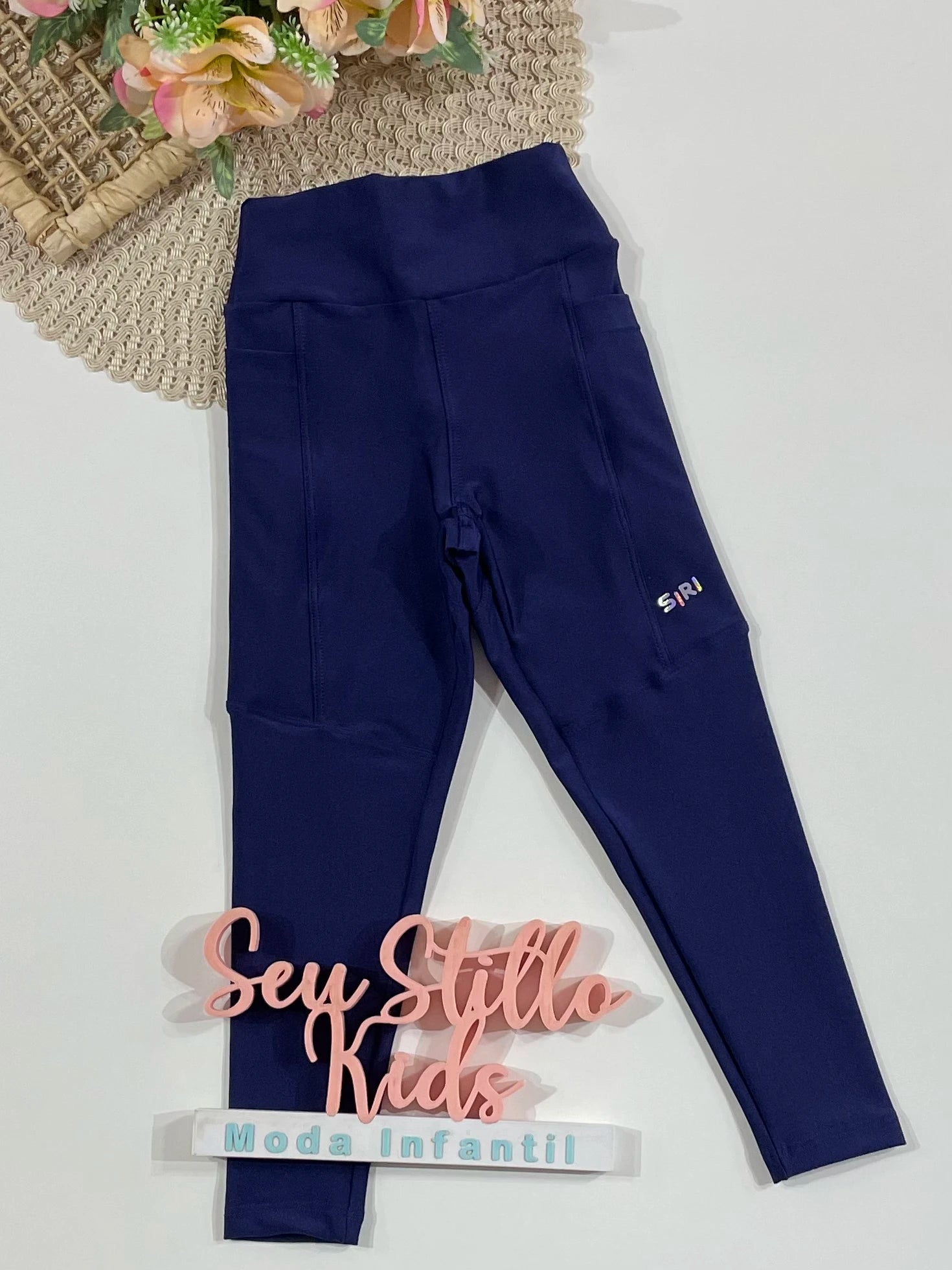 Calça Legging Infantil Siri Kids Spots Soraia Trilobal Azul Marinha 42972