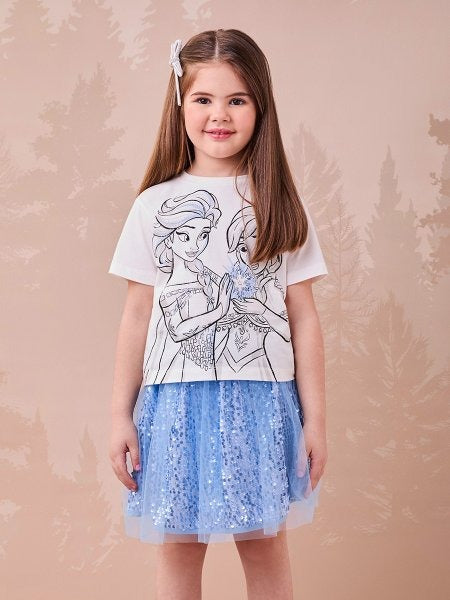 Conjunto Infantil Momi Inverno com Saia e Blusa Azul Frozen Disney