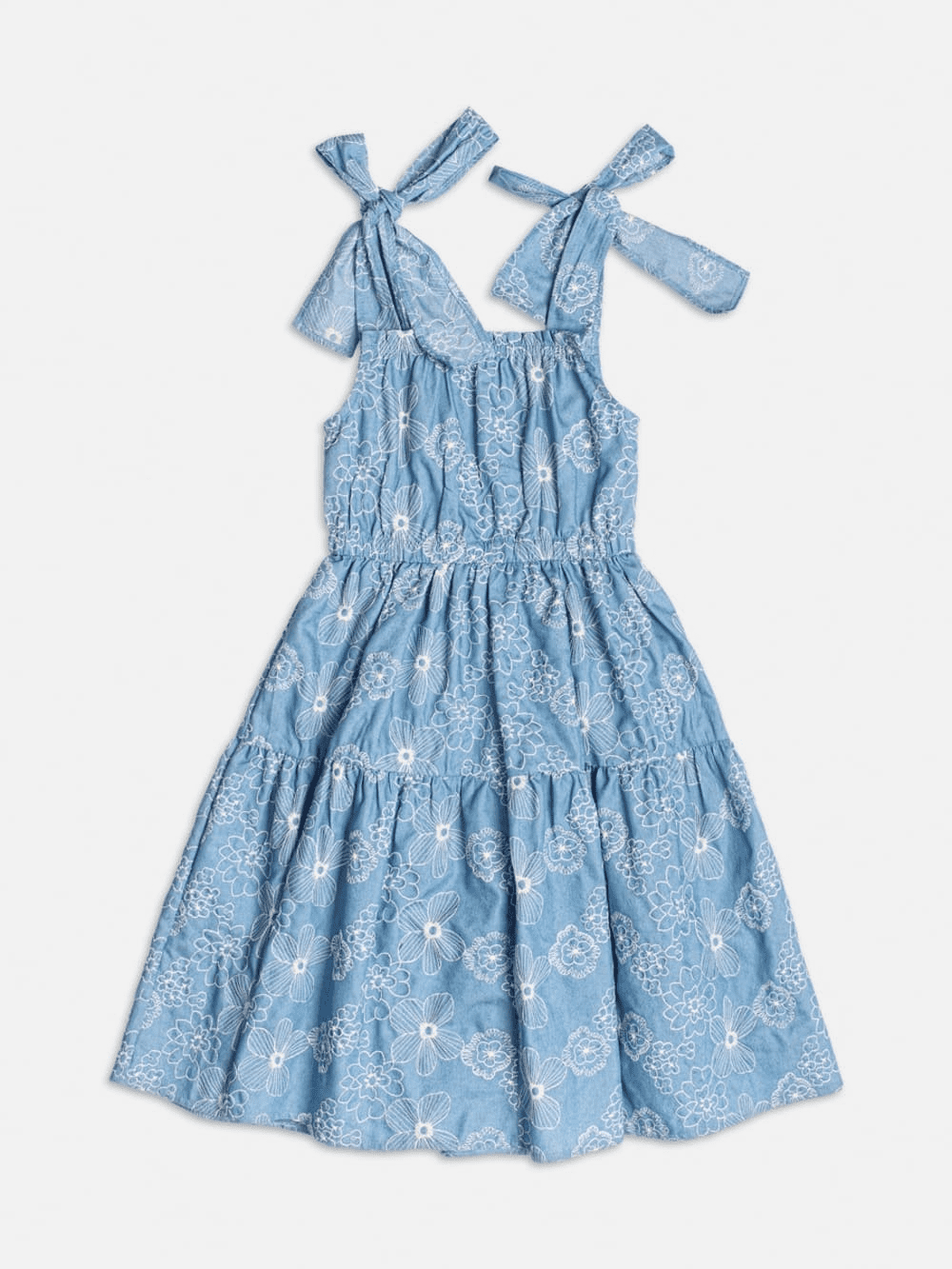 Vestido Infantil Momi Verão Azul Bordado