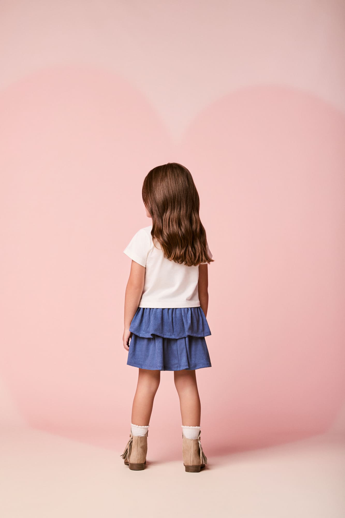 Conjunto Infantil Momi Inverno com Saia Azul e Blusa Manga Longa Love Country