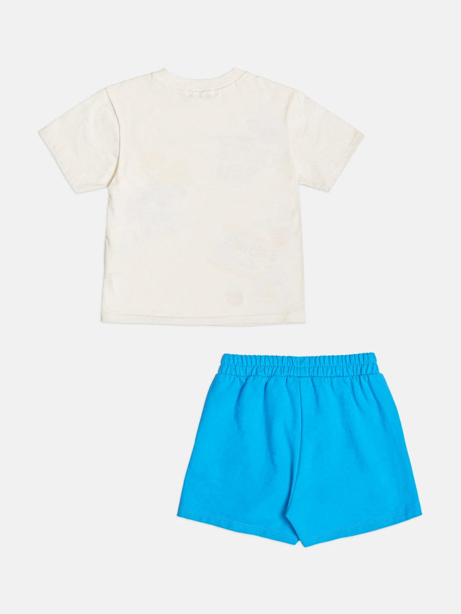 Conjunto Infantil Menina Bimbi com Shorts Saia Azul e Blusa Sardinha