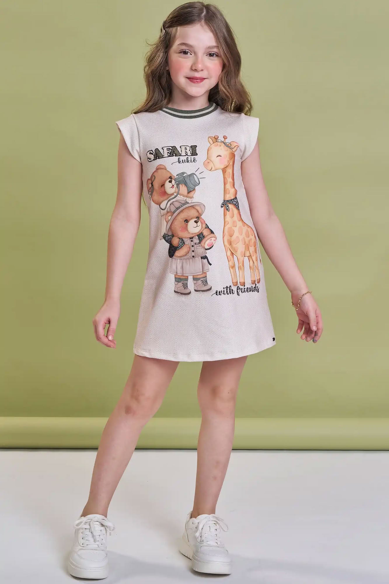 Vestido Infantil Kukiê Inverno Bege Safari