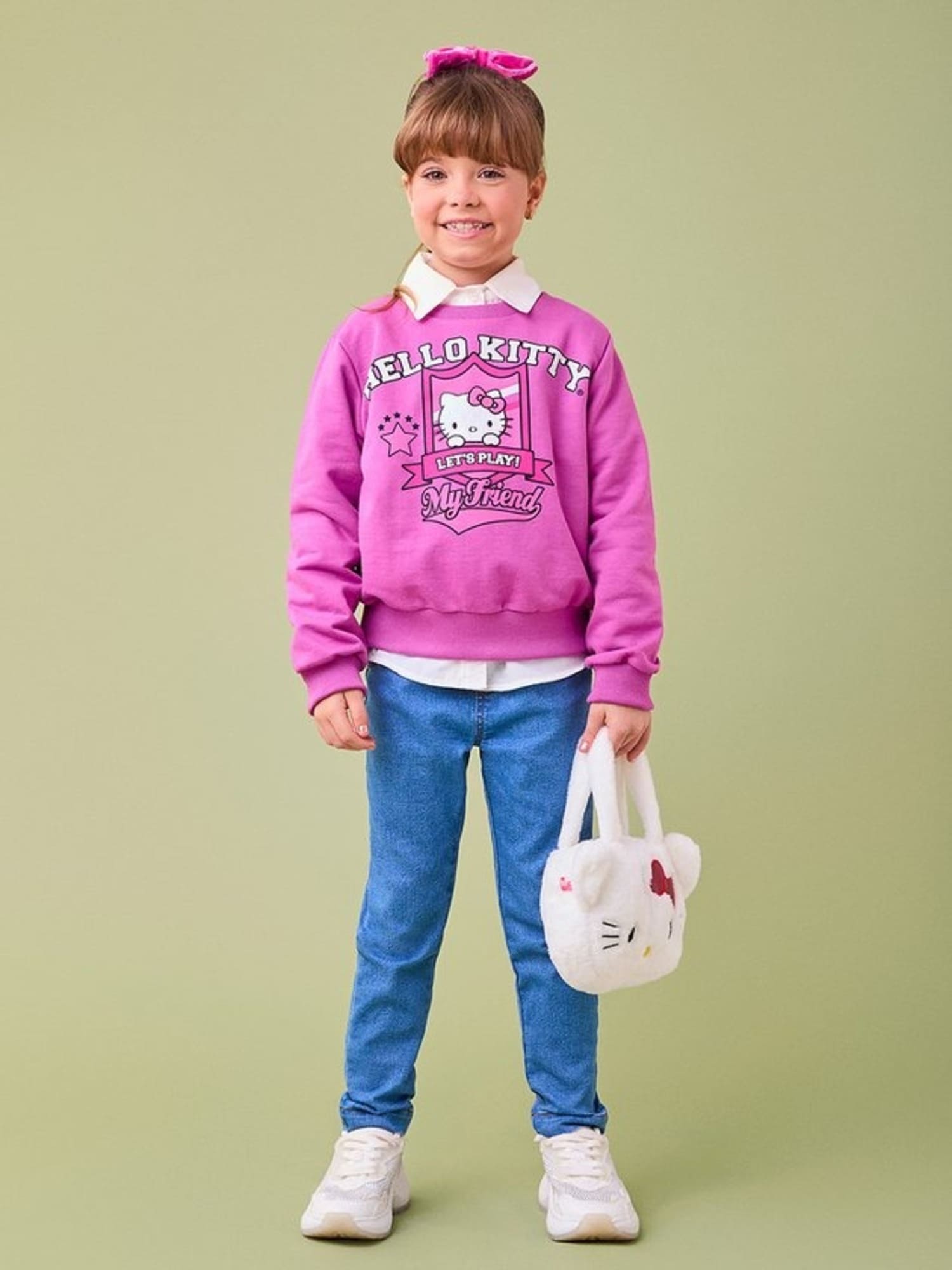 Moletom Infantil Momi Inverno sem Flanela Roxo Hello Kitty