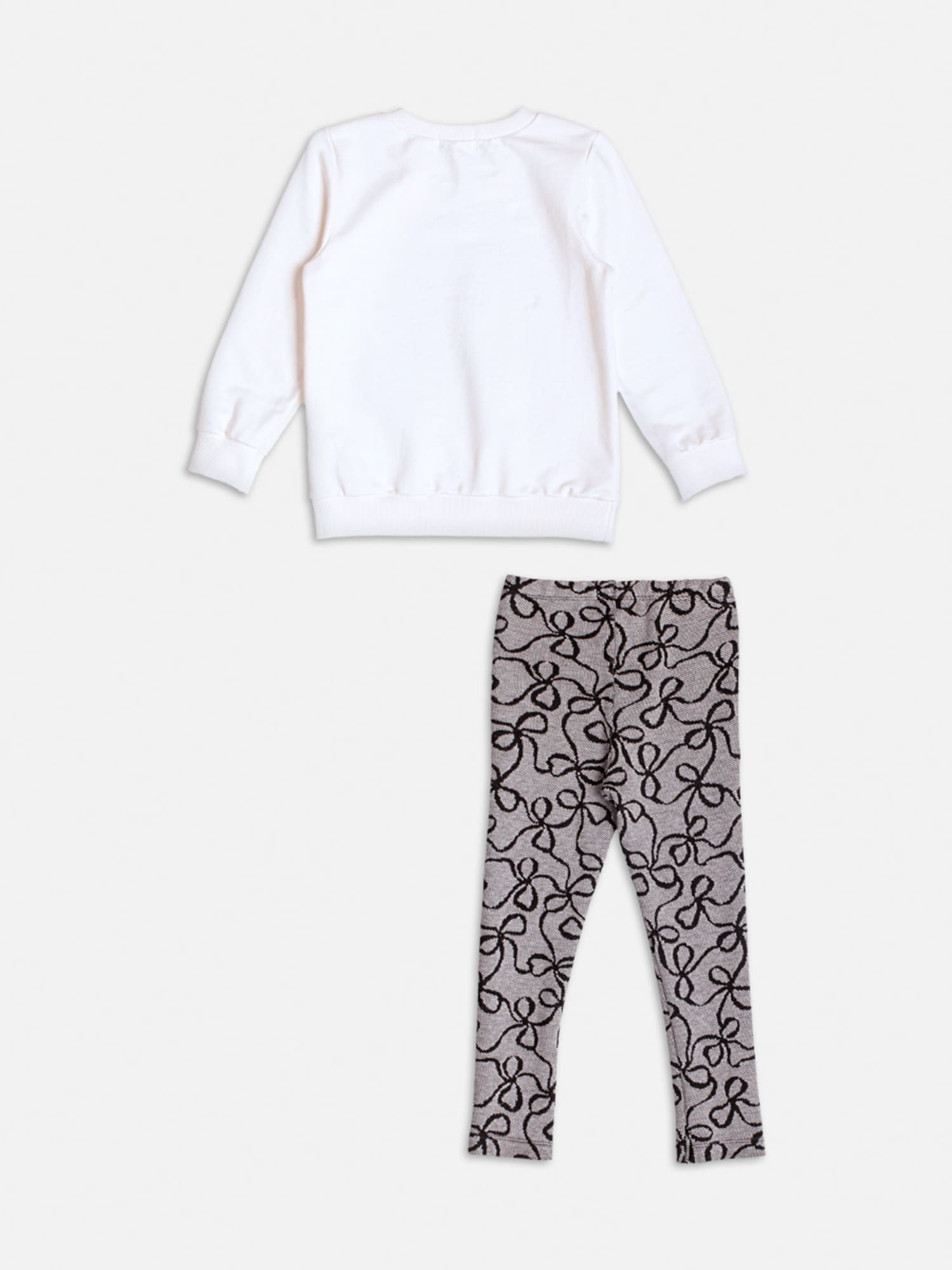 Conjunto Infantil Momi Inverno Calça e Blusa Branca Laços com Strass