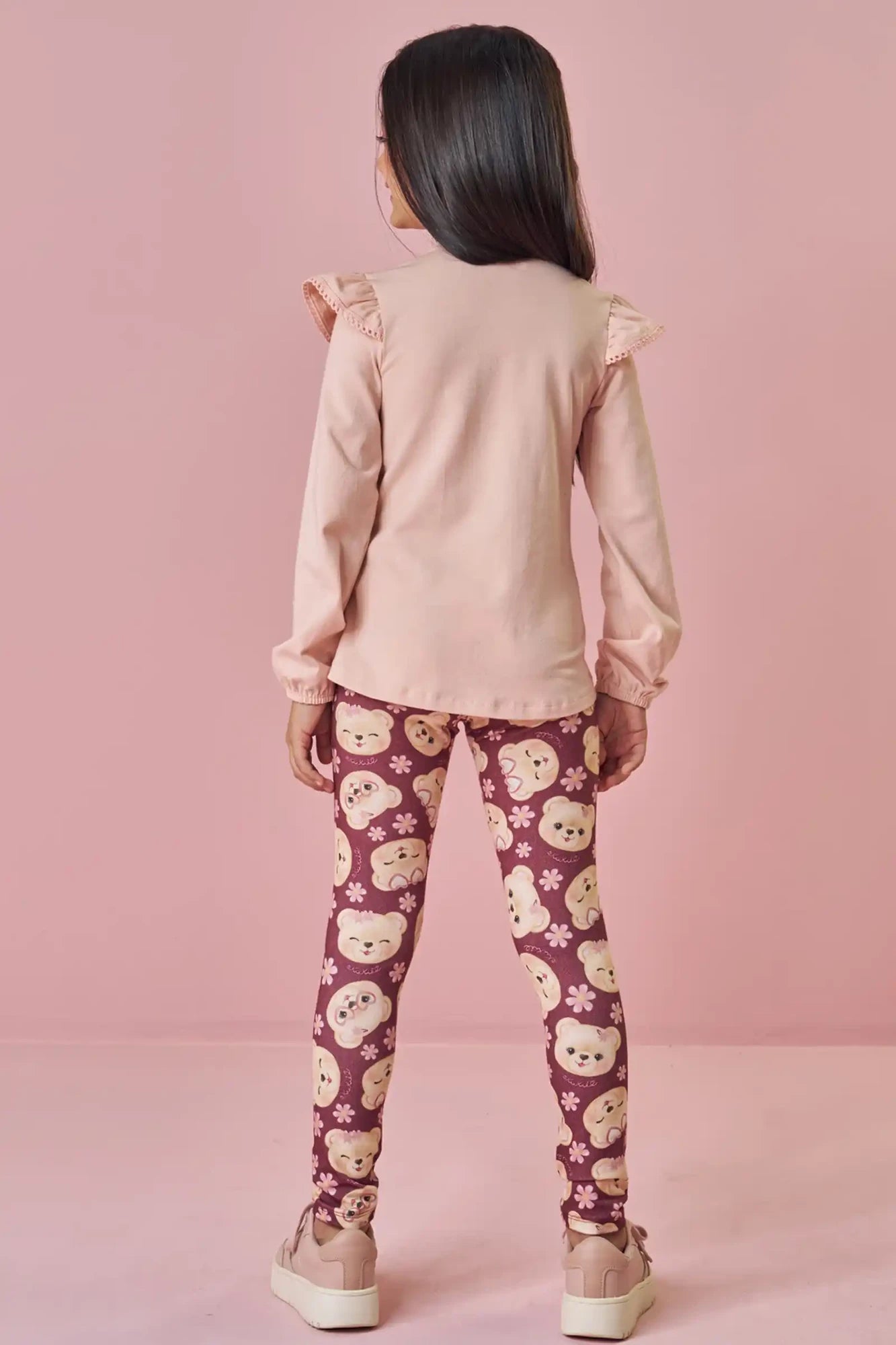 Conjunto Infantil Kukiê Inverno com Shorts e Blusa Manga Longa Ursinha