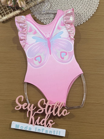Maiô Infantil Cinti Verão Rosa Borboleta