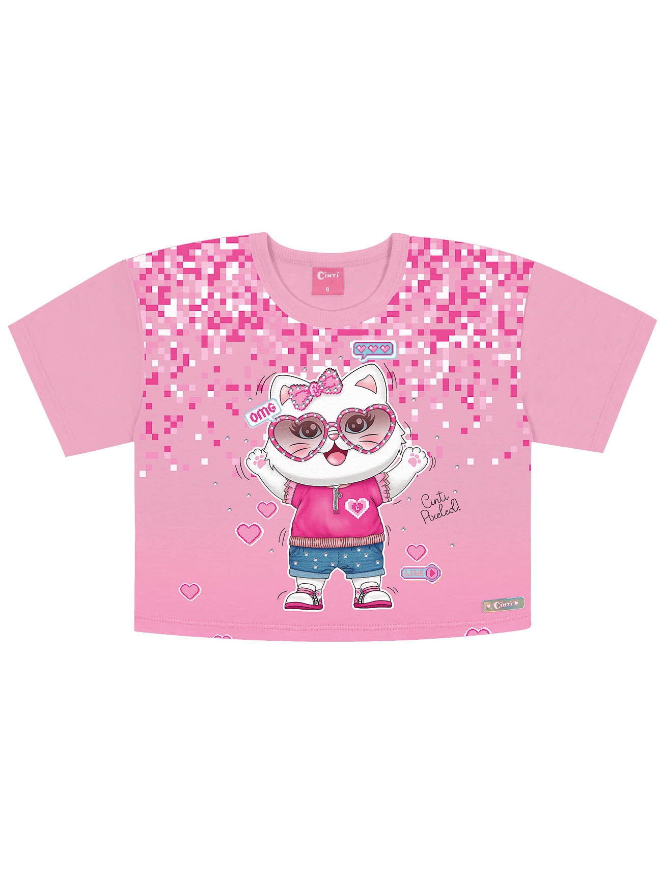 Blusa Infantil Cinti Verão Rosa Gatinha
