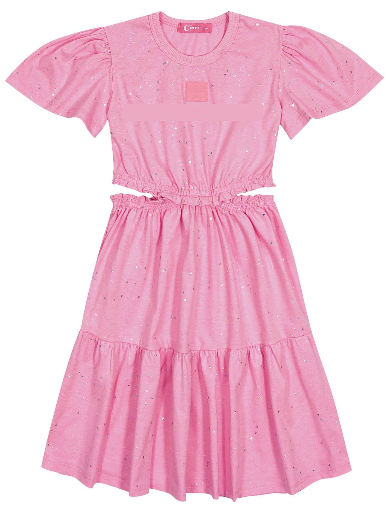 Vestido Infantil Cinti Verão Rosa Chiclete Brilho