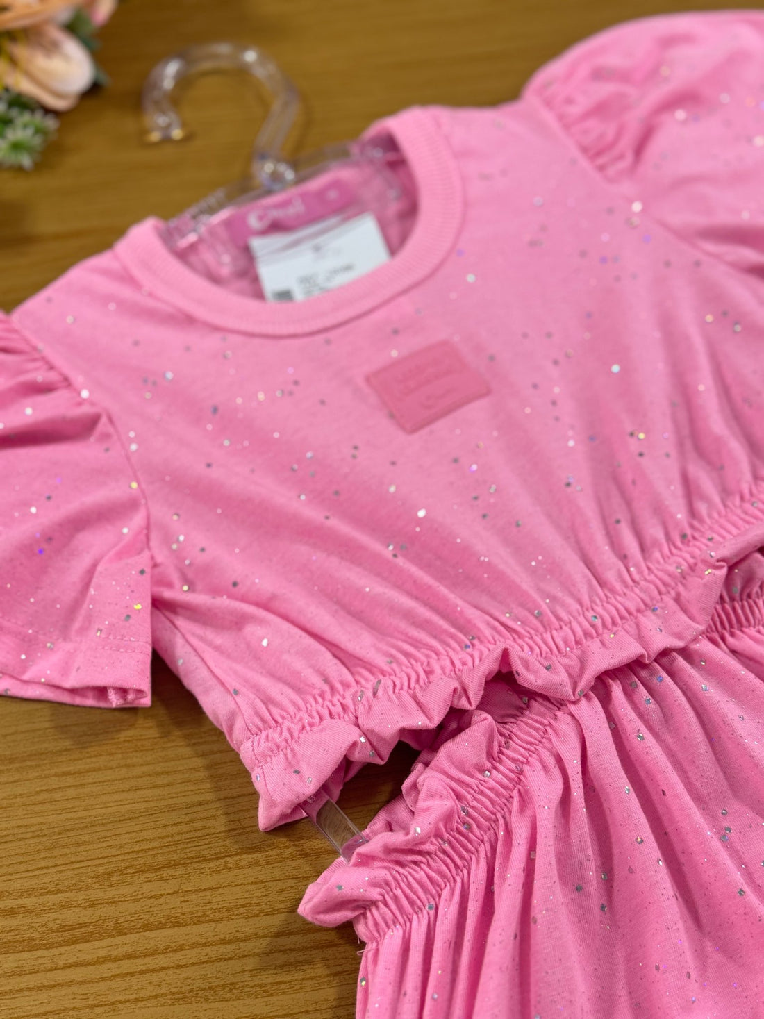 Vestido Infantil Cinti Verão Rosa Chiclete Brilho