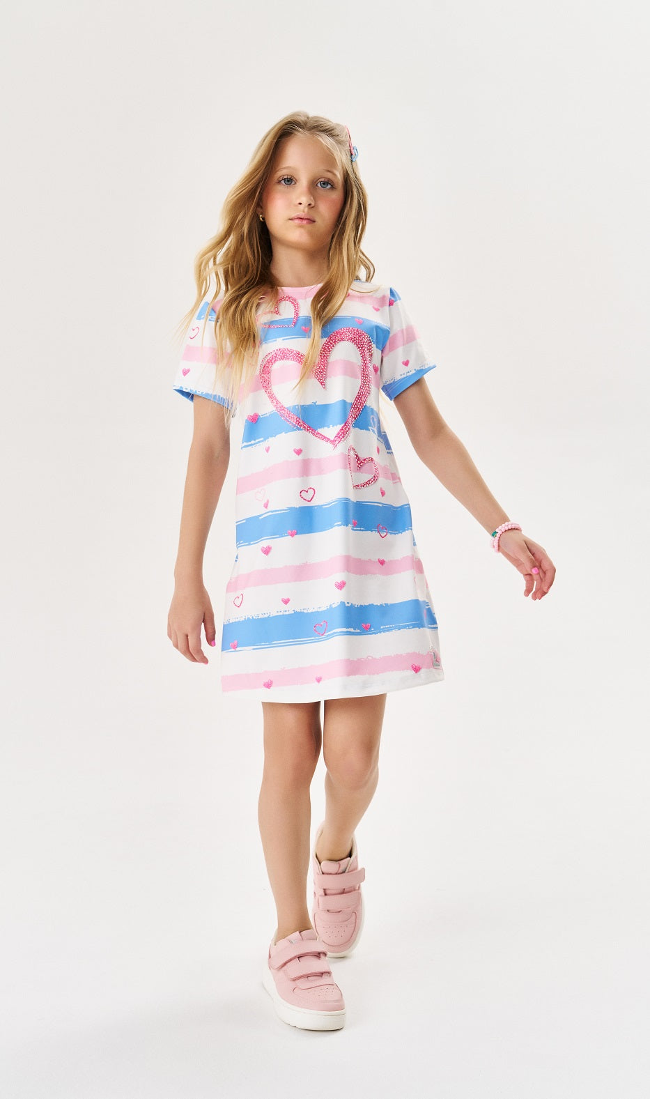 Vestido Infantil Cinti Verão Rosa Coração