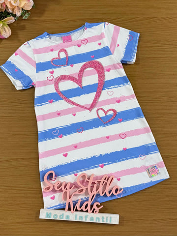 Vestido Infantil Cinti Verão Azul Coração