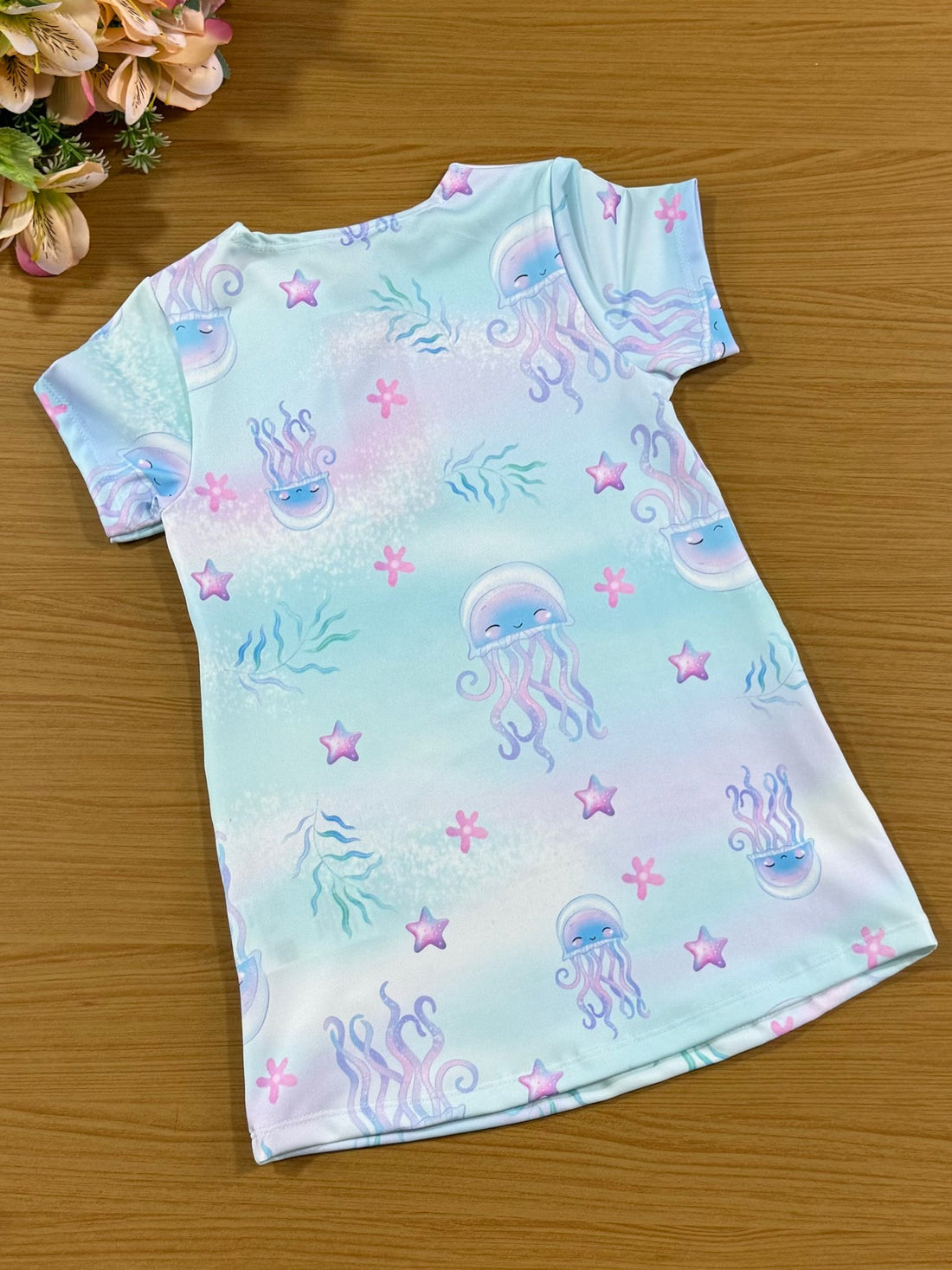 Vestido Infantil Cinti Verão Azul Sereia com Bolsinha
