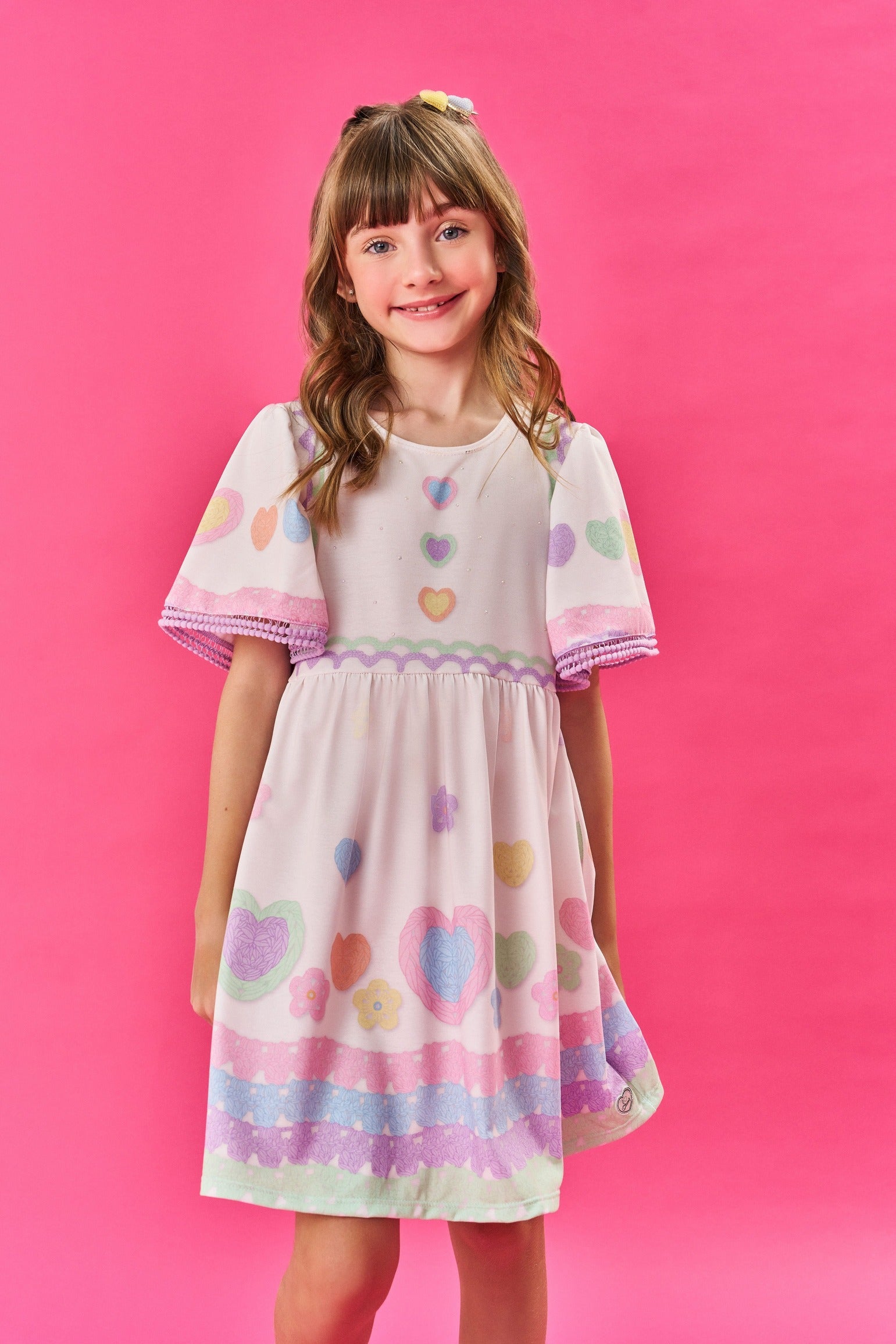 Vestido Infantil Cinti Verão Coração e Flores