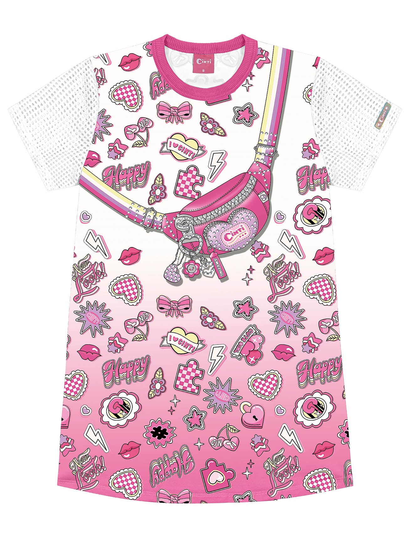 Vestido Infantil Cinti Verão Rosa Pochete