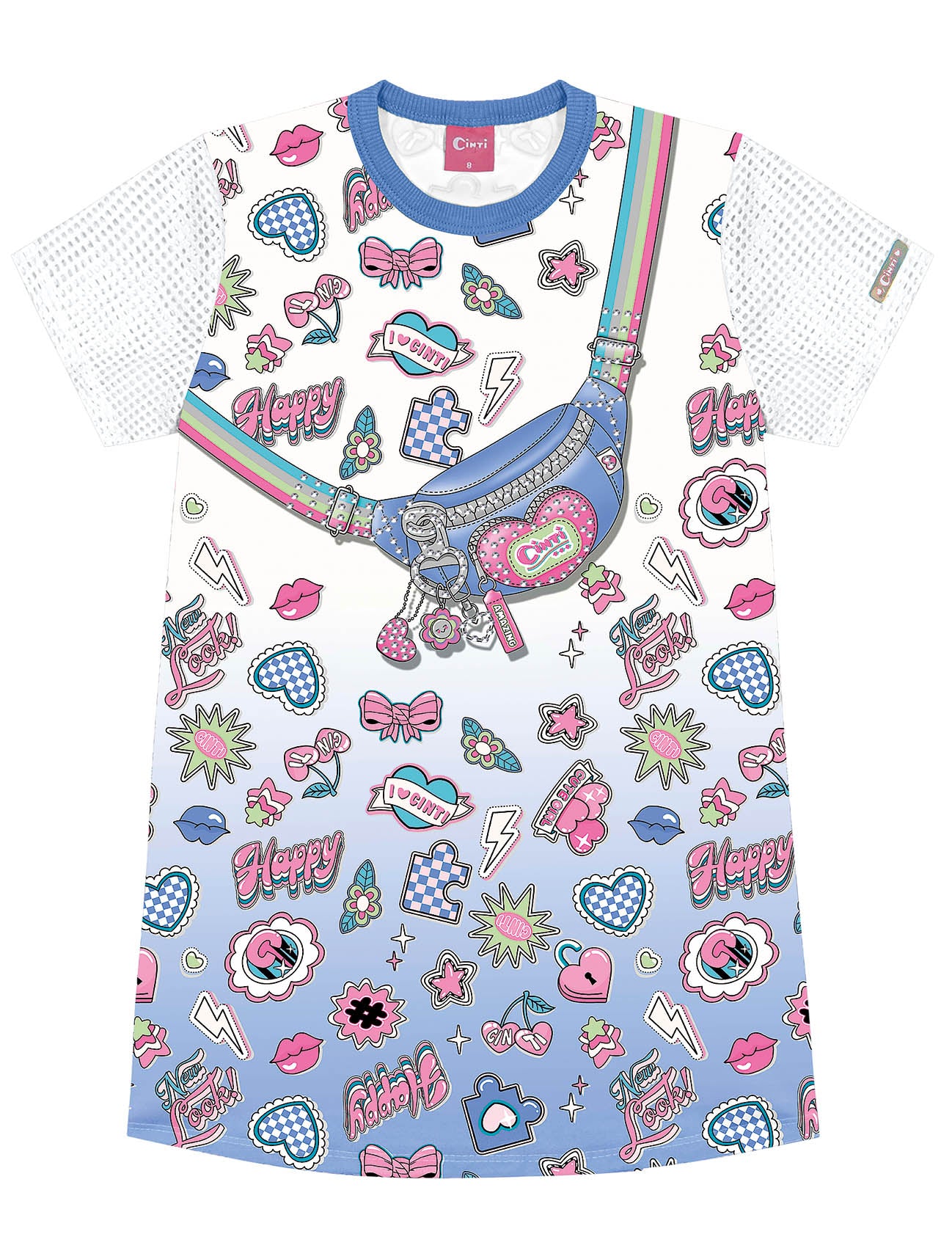 Vestido Infantil Cinti Verão Azul Pochete