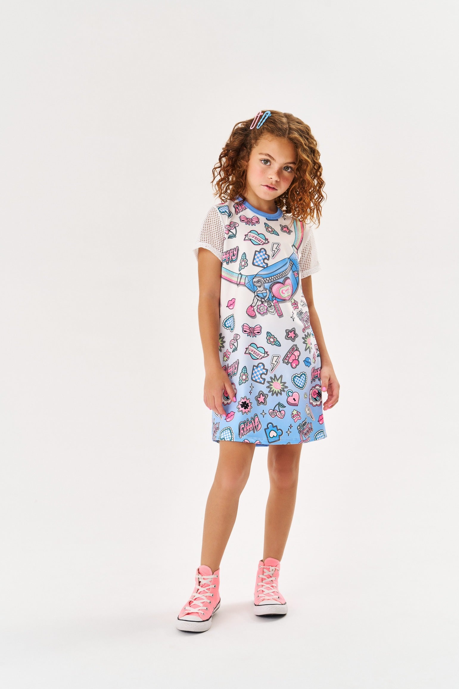 Vestido Infantil Cinti Verão Azul Pochete