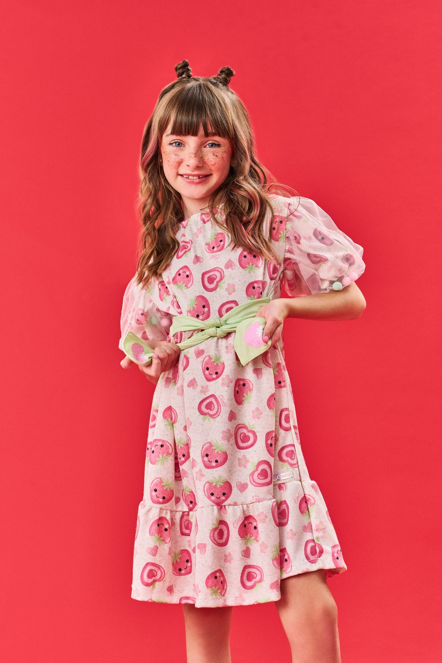 Vestido Infantil Cinti Verão Rosa Moranguinho