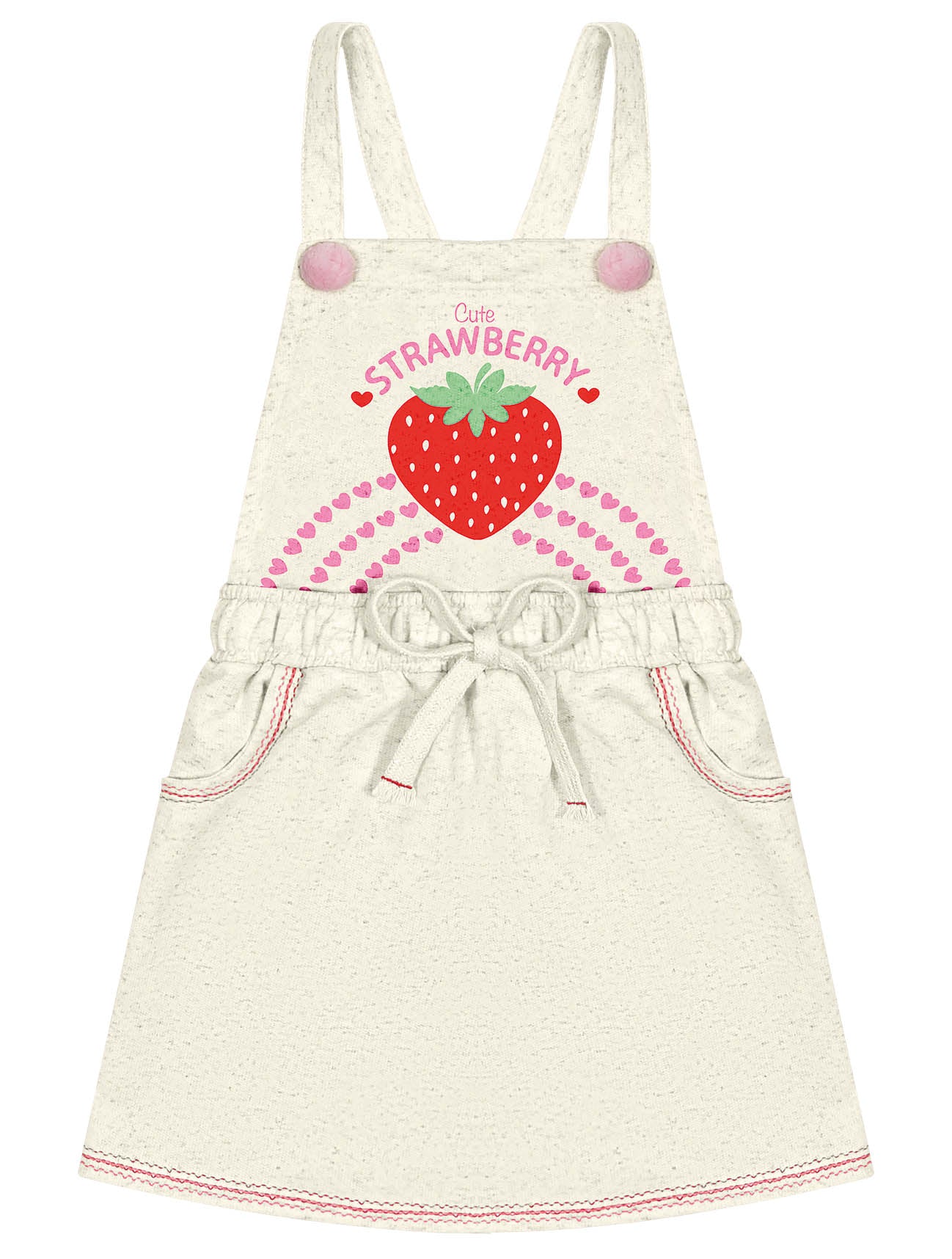 Salopete Infantil Cinti Verão Moranguinho com Blusa Rosa