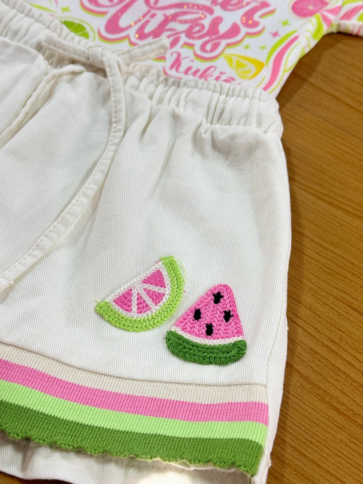 Conjunto Infantil Kukie Verão Shorts Saia e Blusa Melancia
