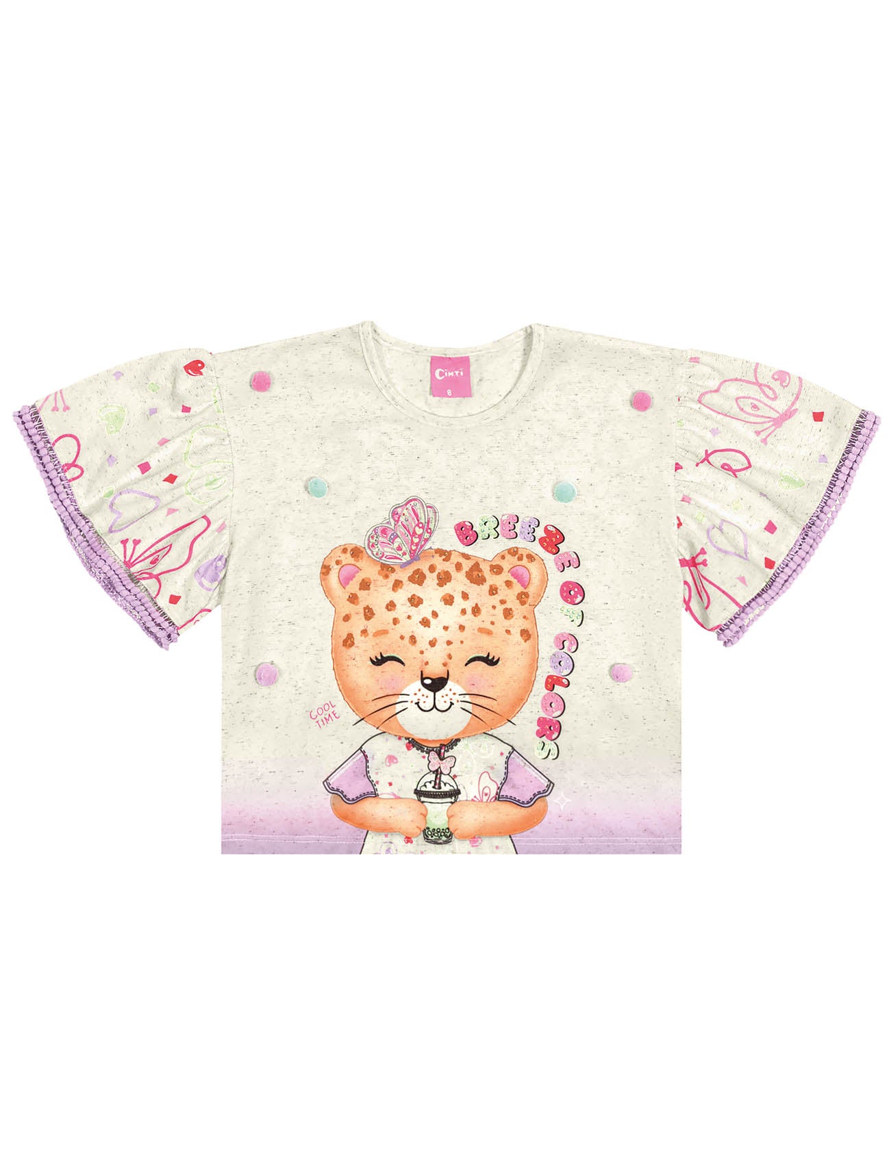 Conjunto Infantil Cinti Verão Shorts e Blusa Oncinha