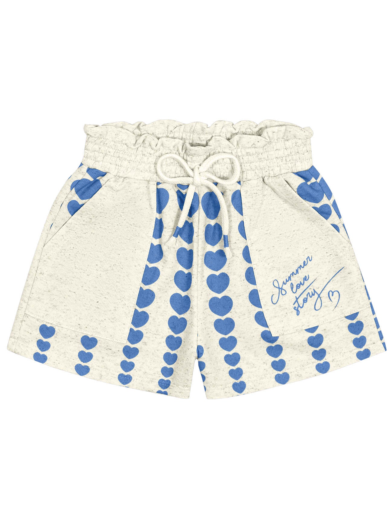 Conjunto Infantil Cinti Verão Shorts e Blusa Boxy Azul Coração