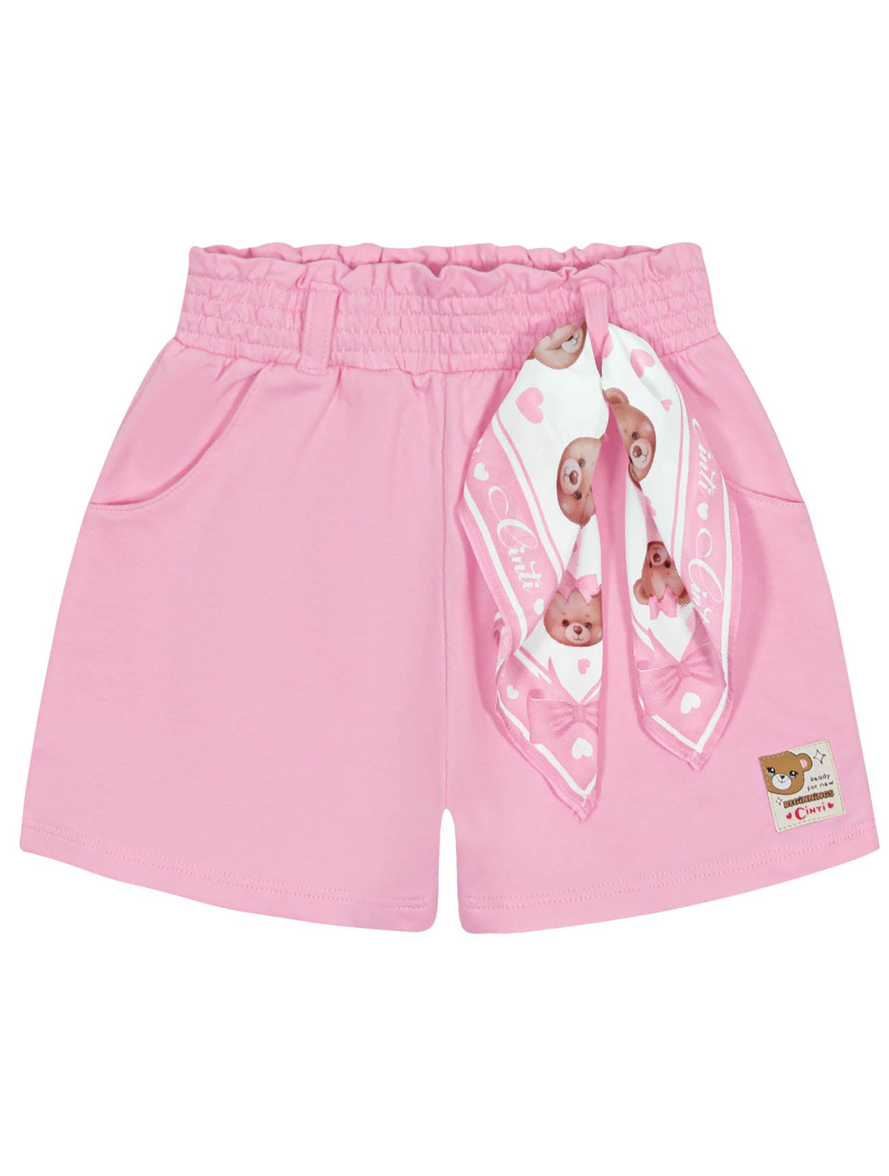 Conjunto Infantil Cinti Verão Shorts Rosa e Blusa Ursinha