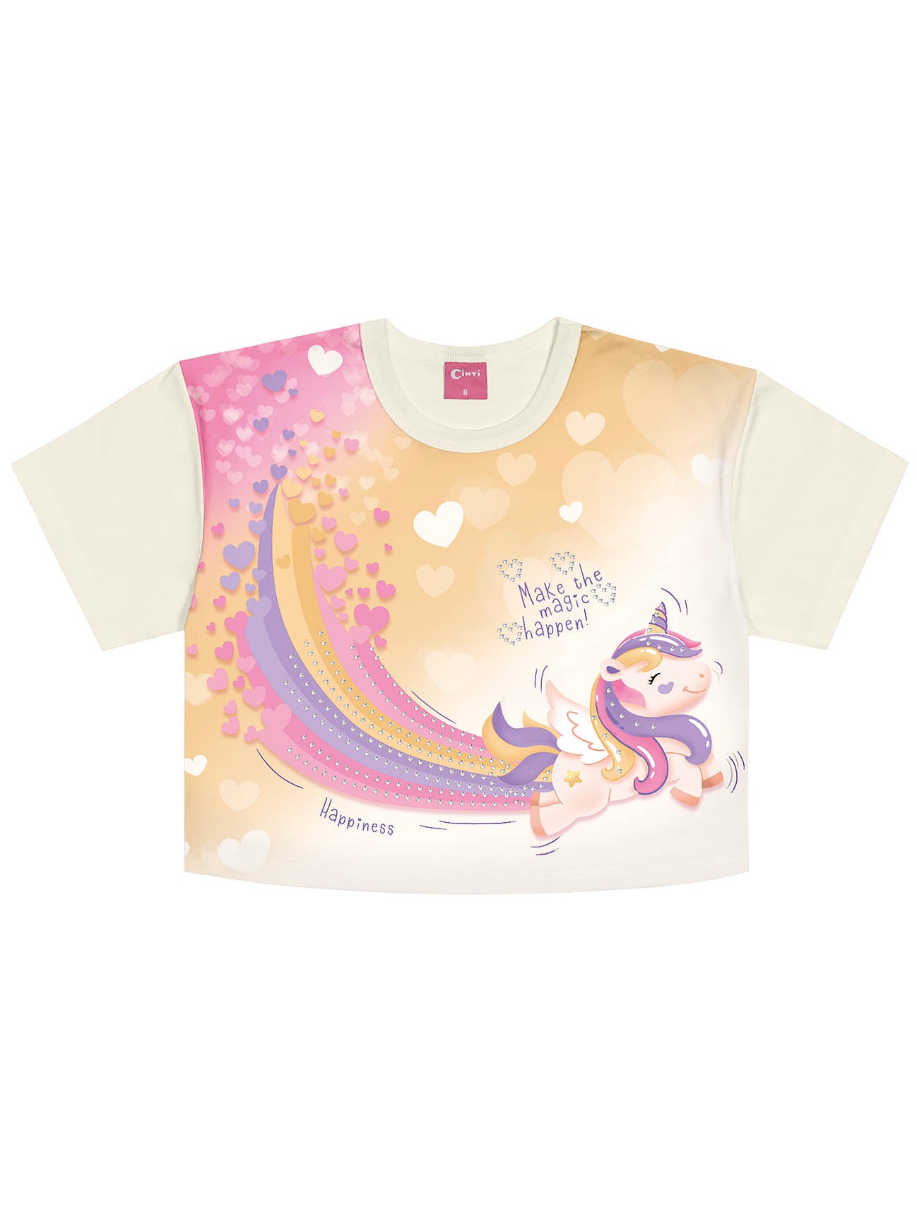 Conjunto Infantil Cinti Verão Shorts Rosa e Blusa Unicórnio