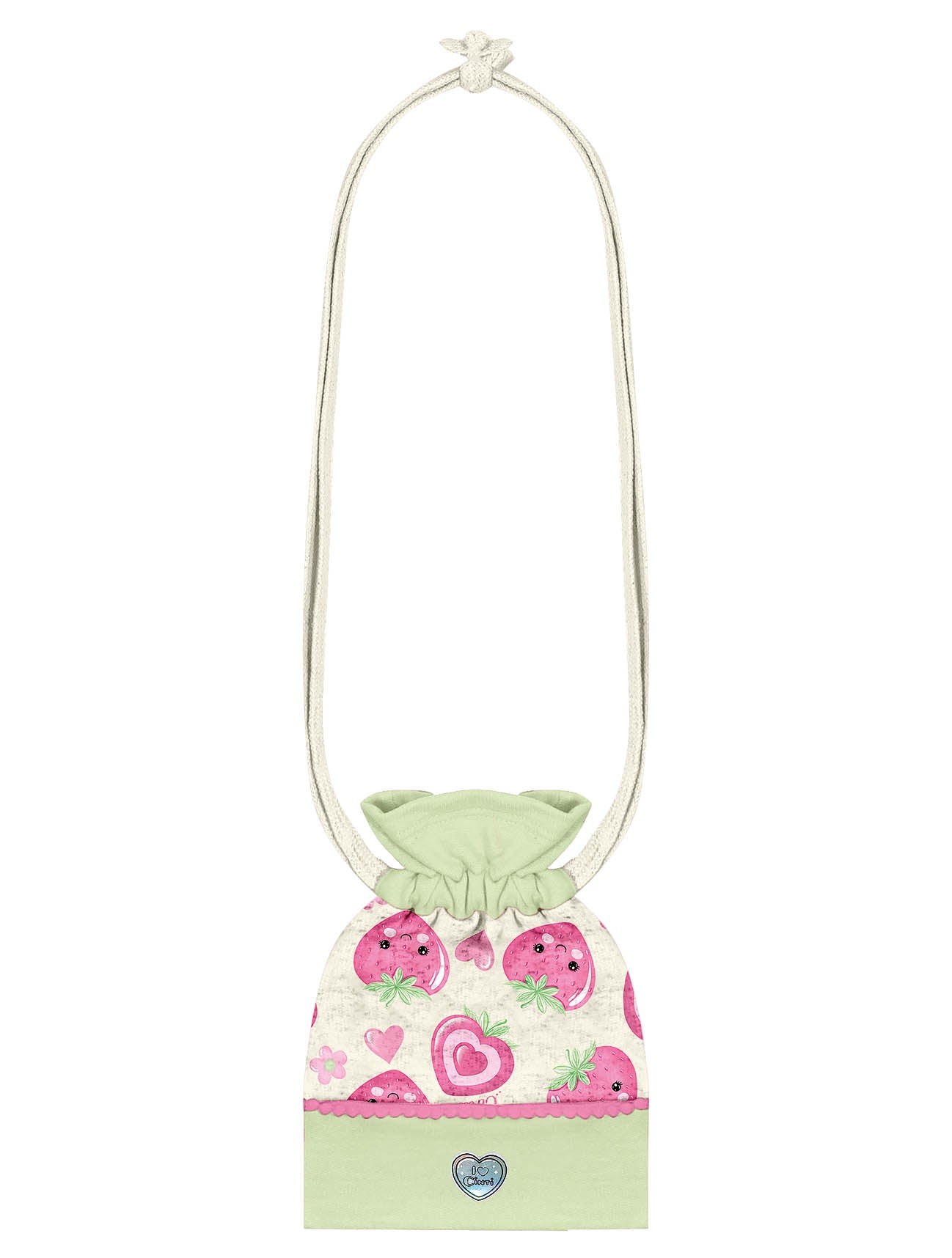 Conjunto Infantil Cinti Verão Shorts Saia e Blusa Verde Moranguinho com Bolsa