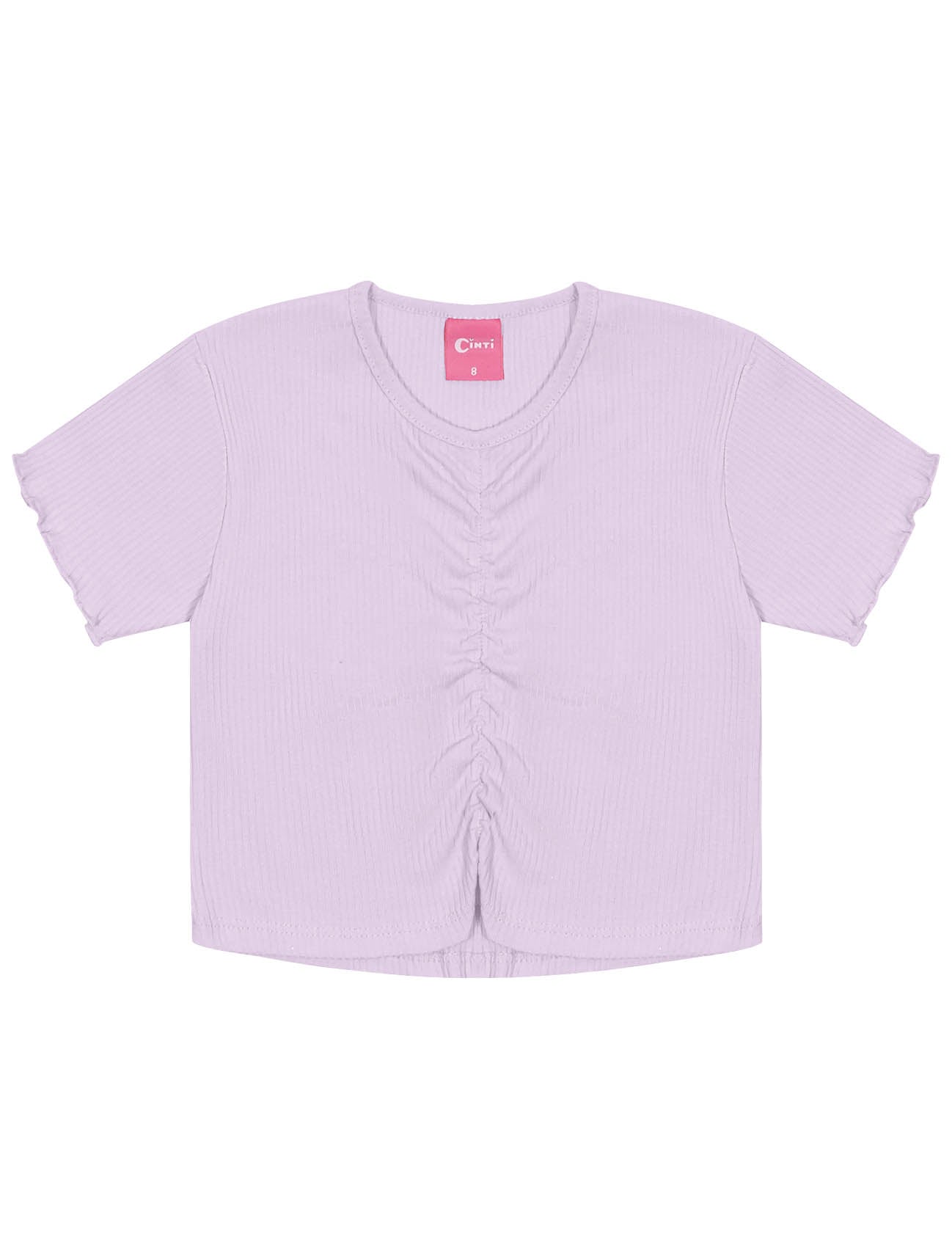 Conjunto Infantil Cinti Verão Saia Tule e Blusa Lilás com Bolsinha