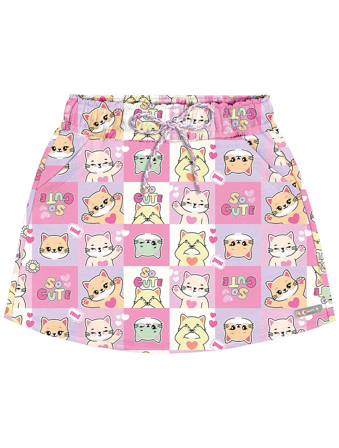 Conjunto Infantil Cinti Verão Shorts Saia e Blusa Lilás Cute