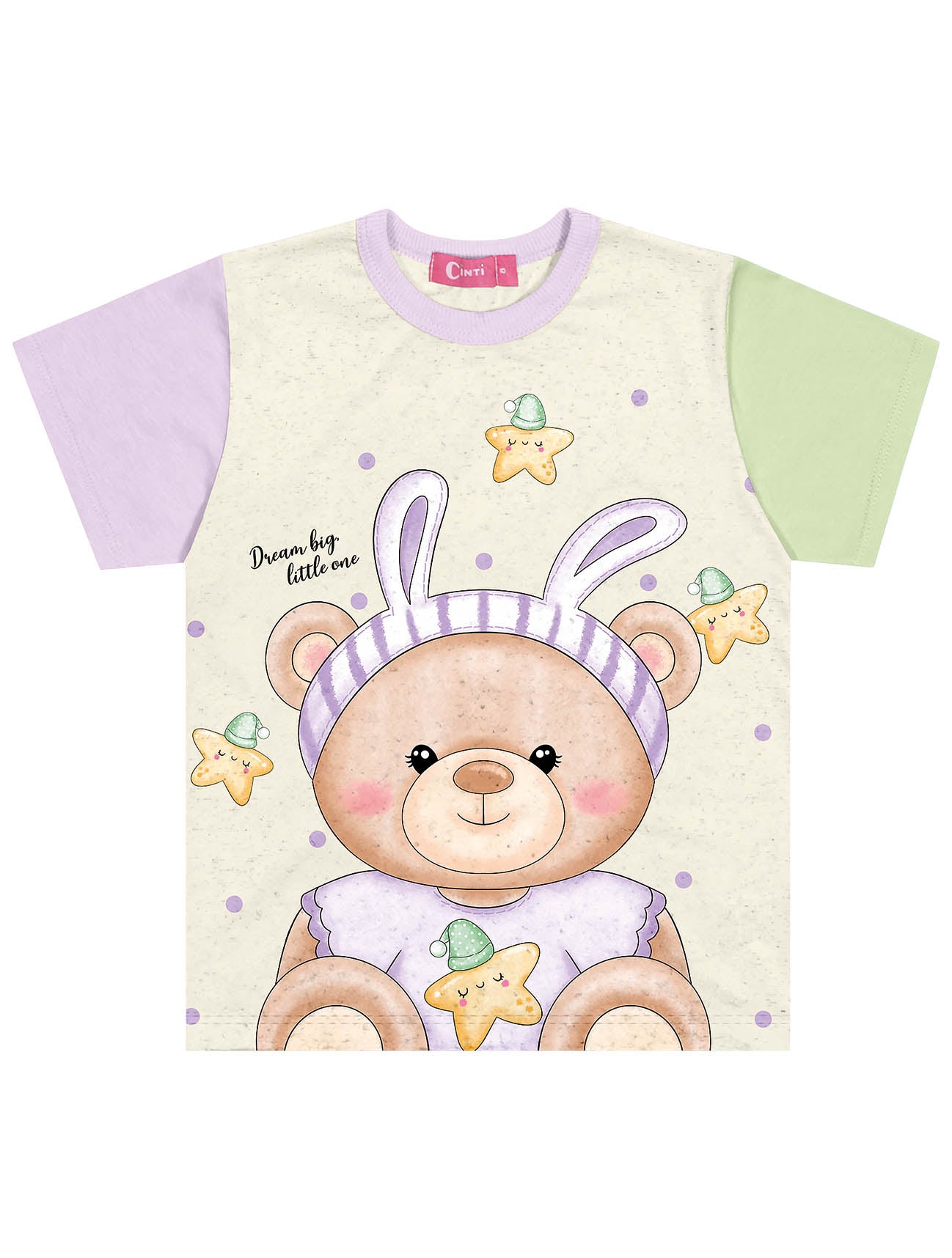Pijama Infantil Cinti Verão Shorts e Blusa Ursinha Lilás