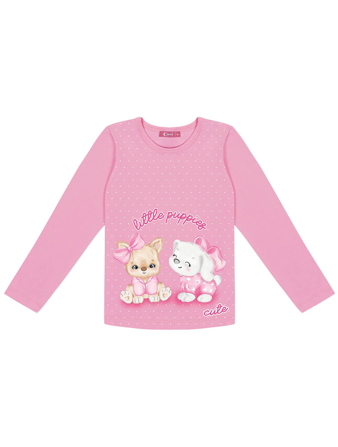 Pijama Infantil Cinti Verão Calça e Blusa Rosa Cachorrinhas