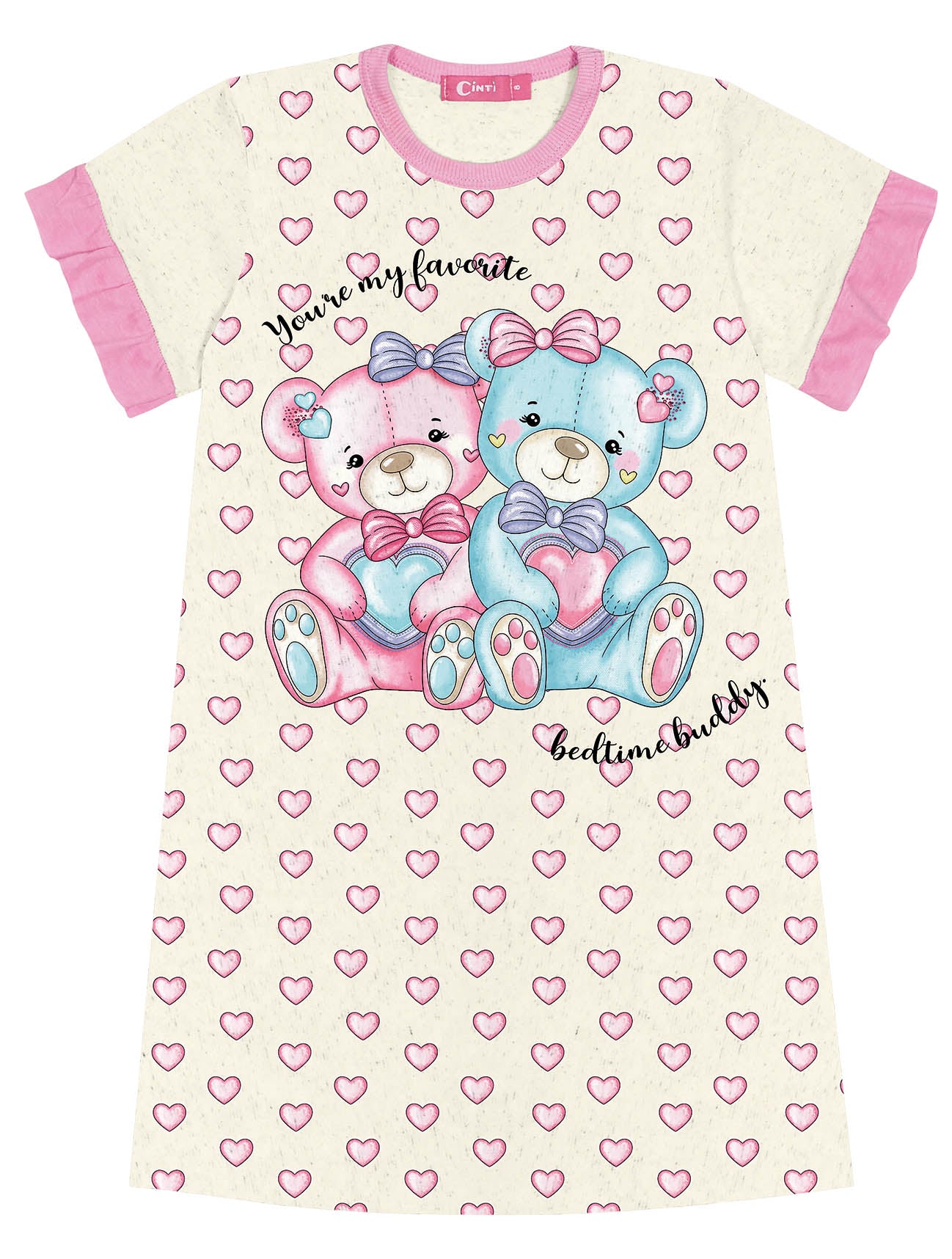 Camisola Infantil Cinti Verão Rosa Ursinhos