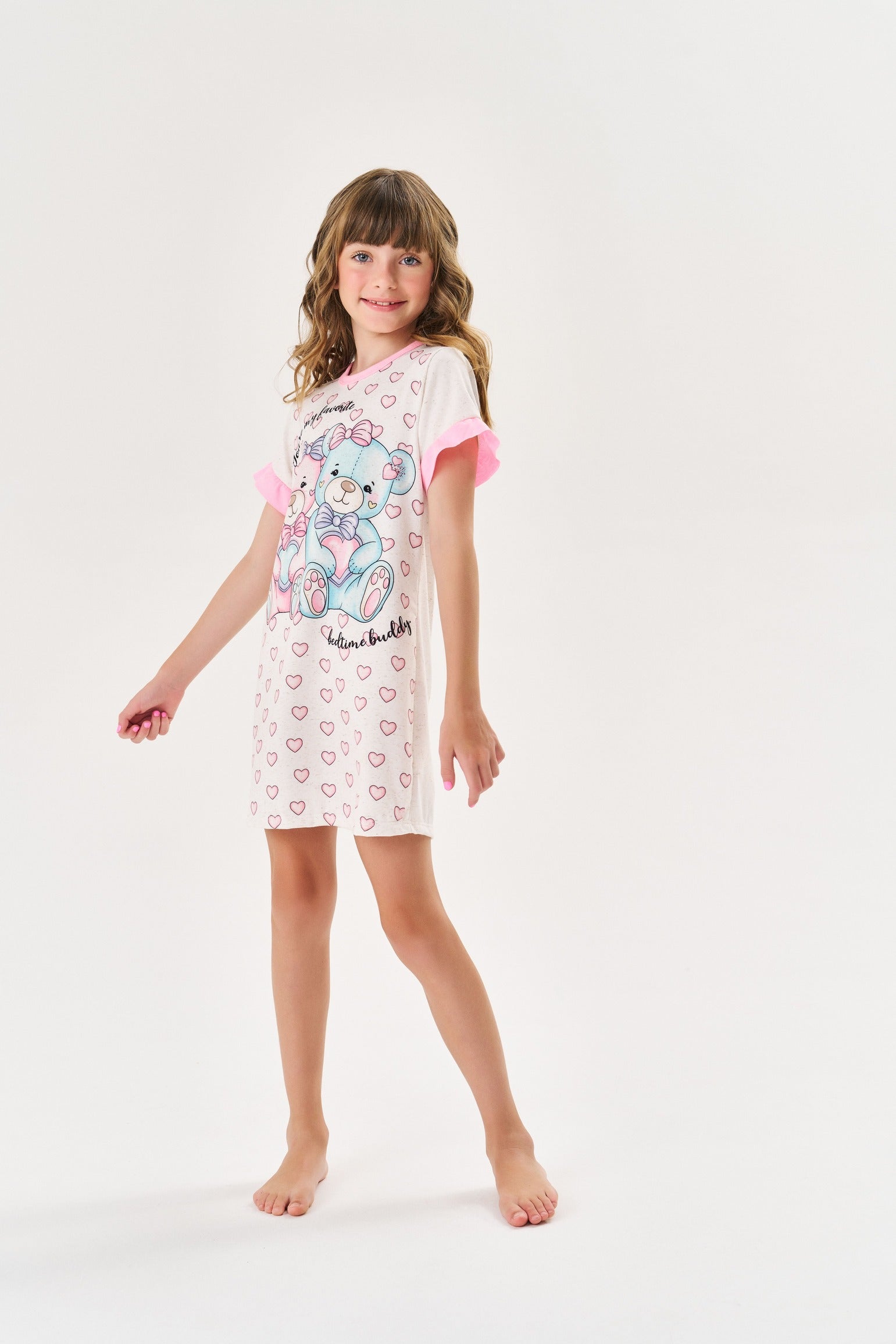 Camisola Infantil Cinti Verão Rosa Ursinhos
