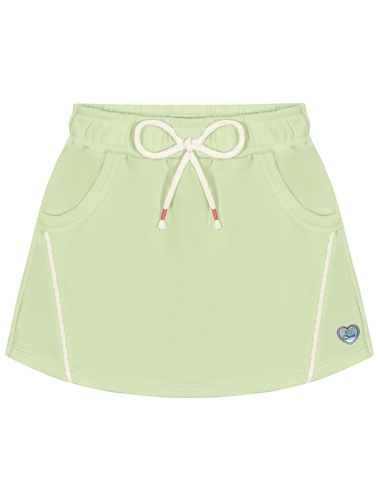 Conjunto Infantil Cinti Verão Shorts Saia Verde e Blusa Moranguinho