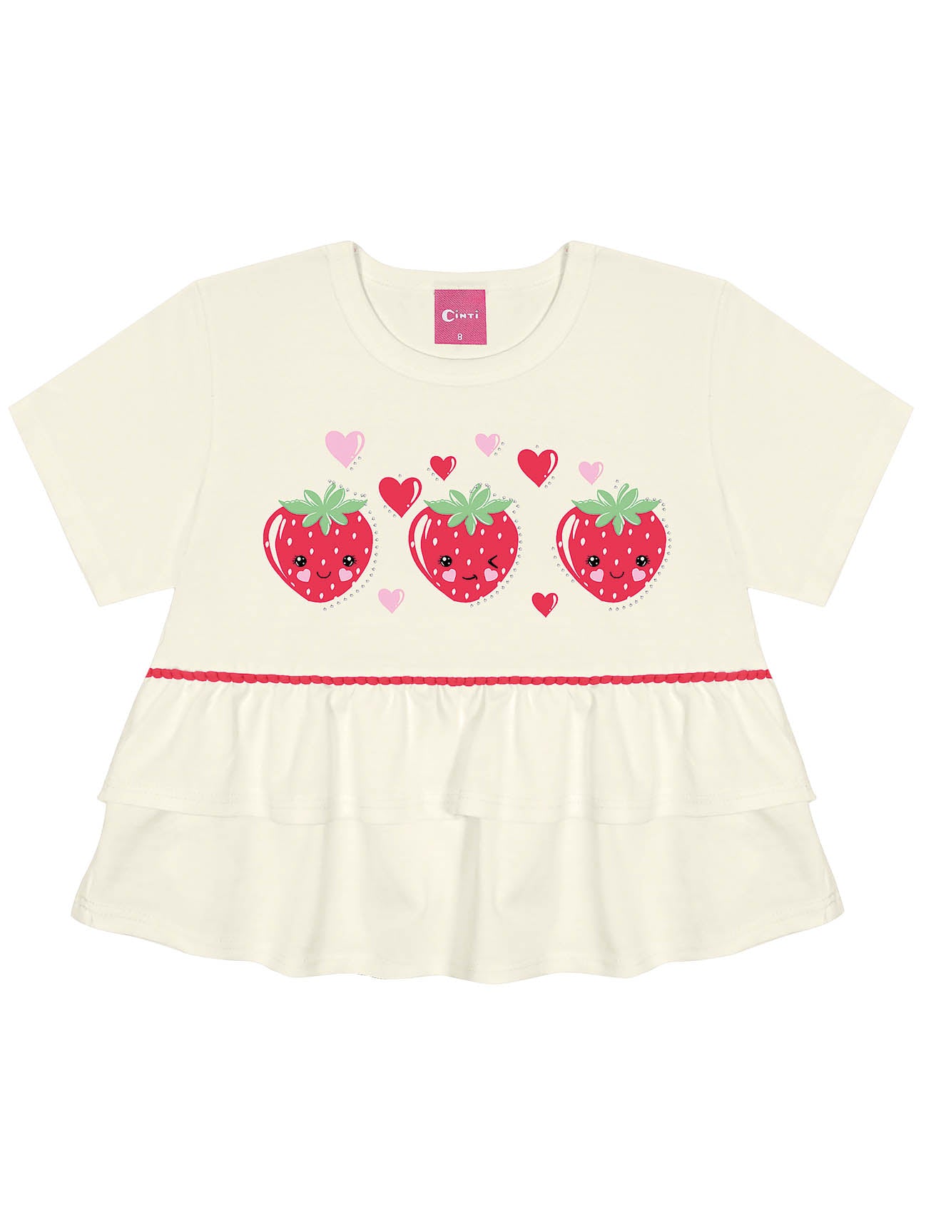 Conjunto Infantil Cinti Verão Shorts e Blusa Moranguinhos