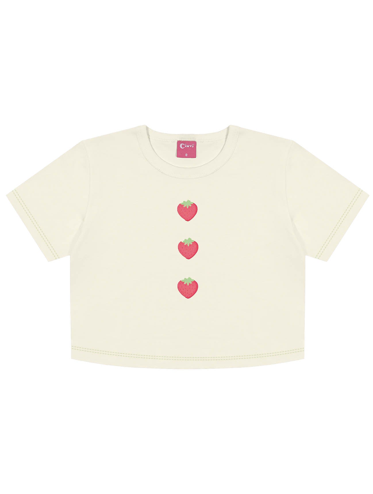 Conjunto Infantil Cinti Verão Jaqueta, Shorts Verde e Blusa Moranguinho