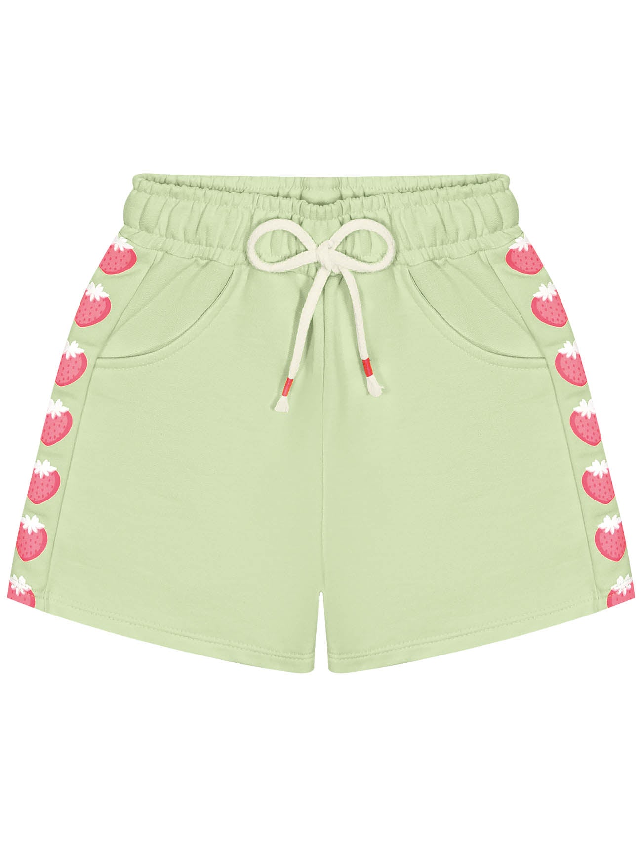 Conjunto Infantil Cinti Verão Jaqueta, Shorts Verde e Blusa Moranguinho