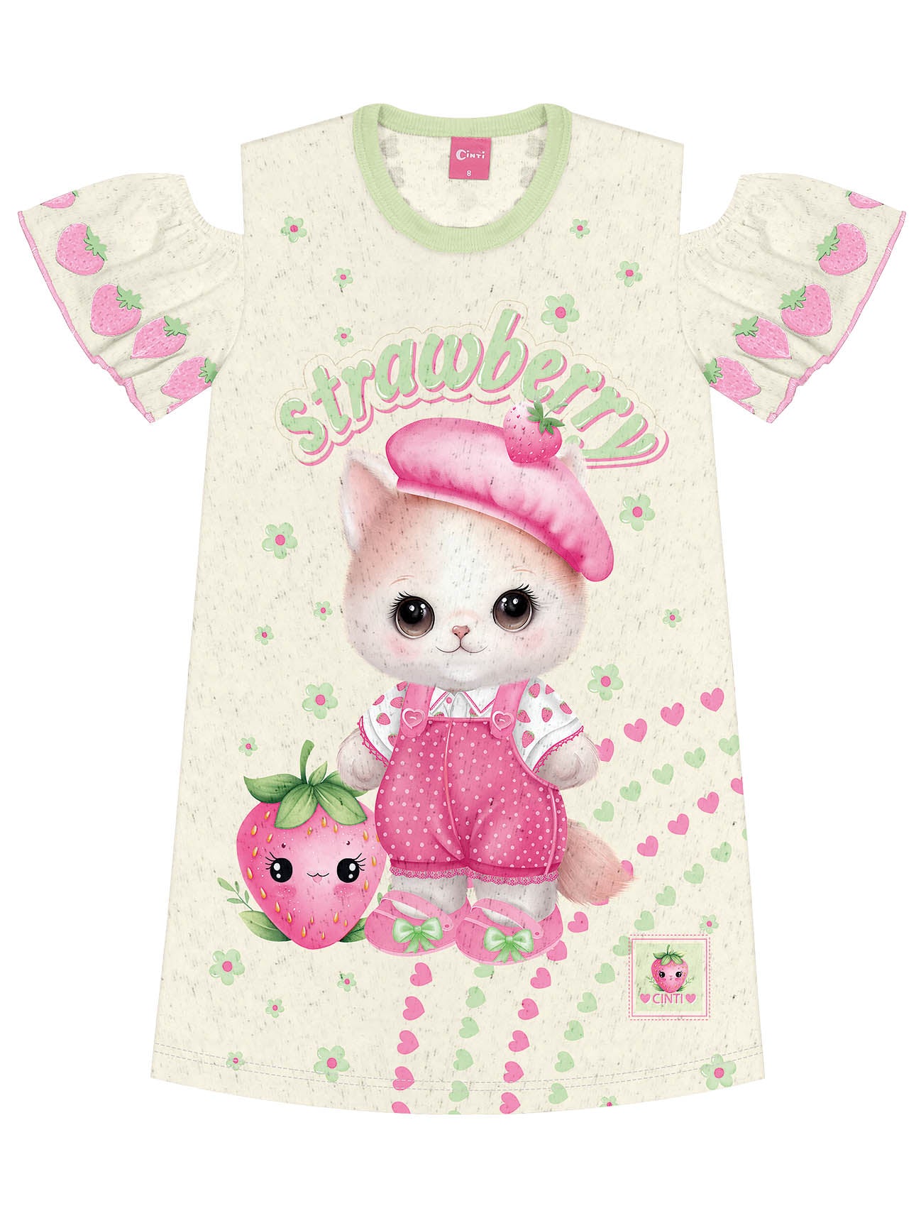 Vestido Infantil Cinti Verão Moranguinho Rosa