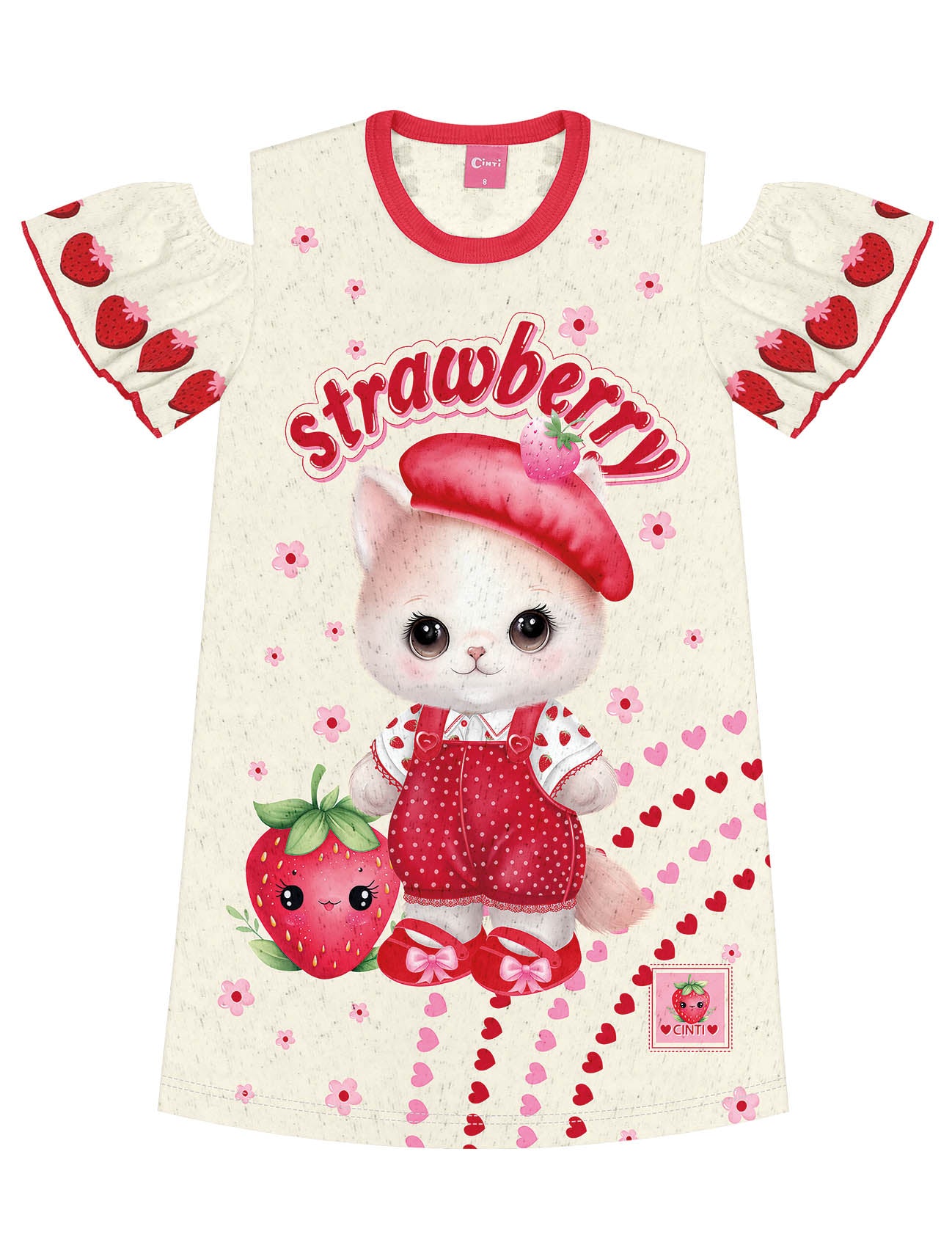 Vestido Infantil Cinti Verão Moranguinho Vermelha