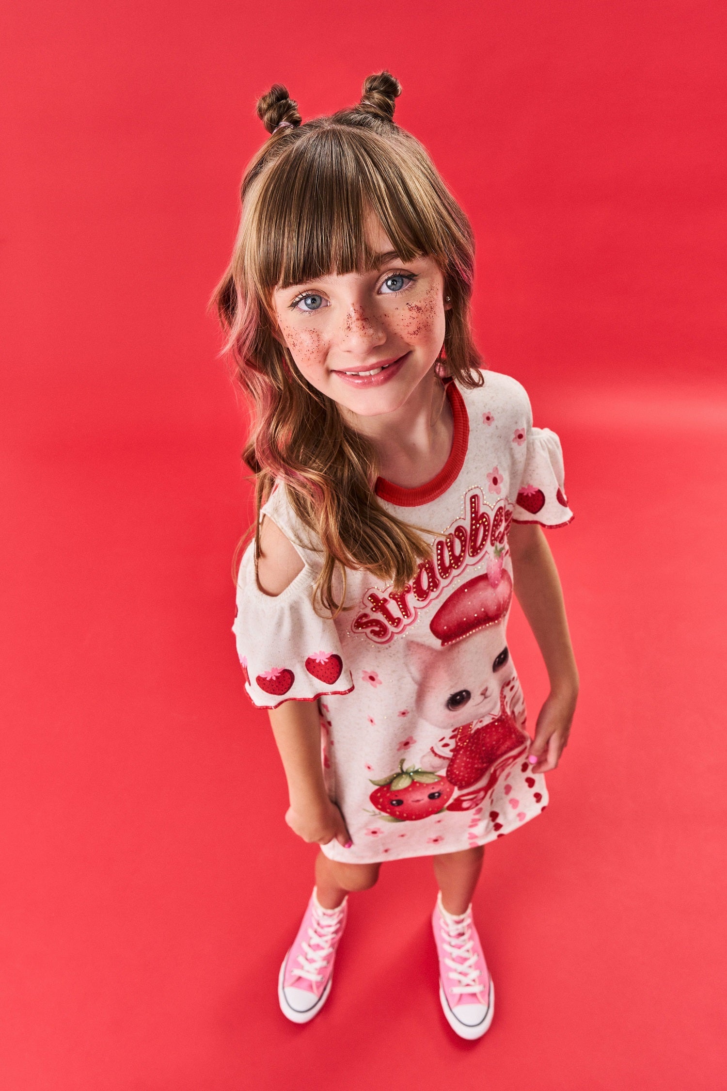 Vestido Infantil Cinti Verão Moranguinho Vermelha