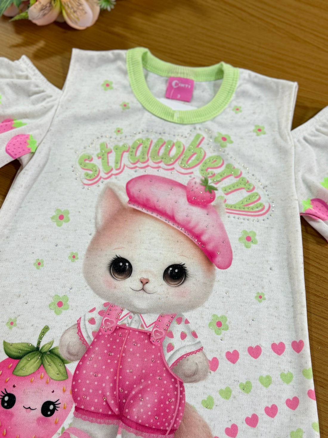 Vestido Infantil Cinti Verão Moranguinho Rosa