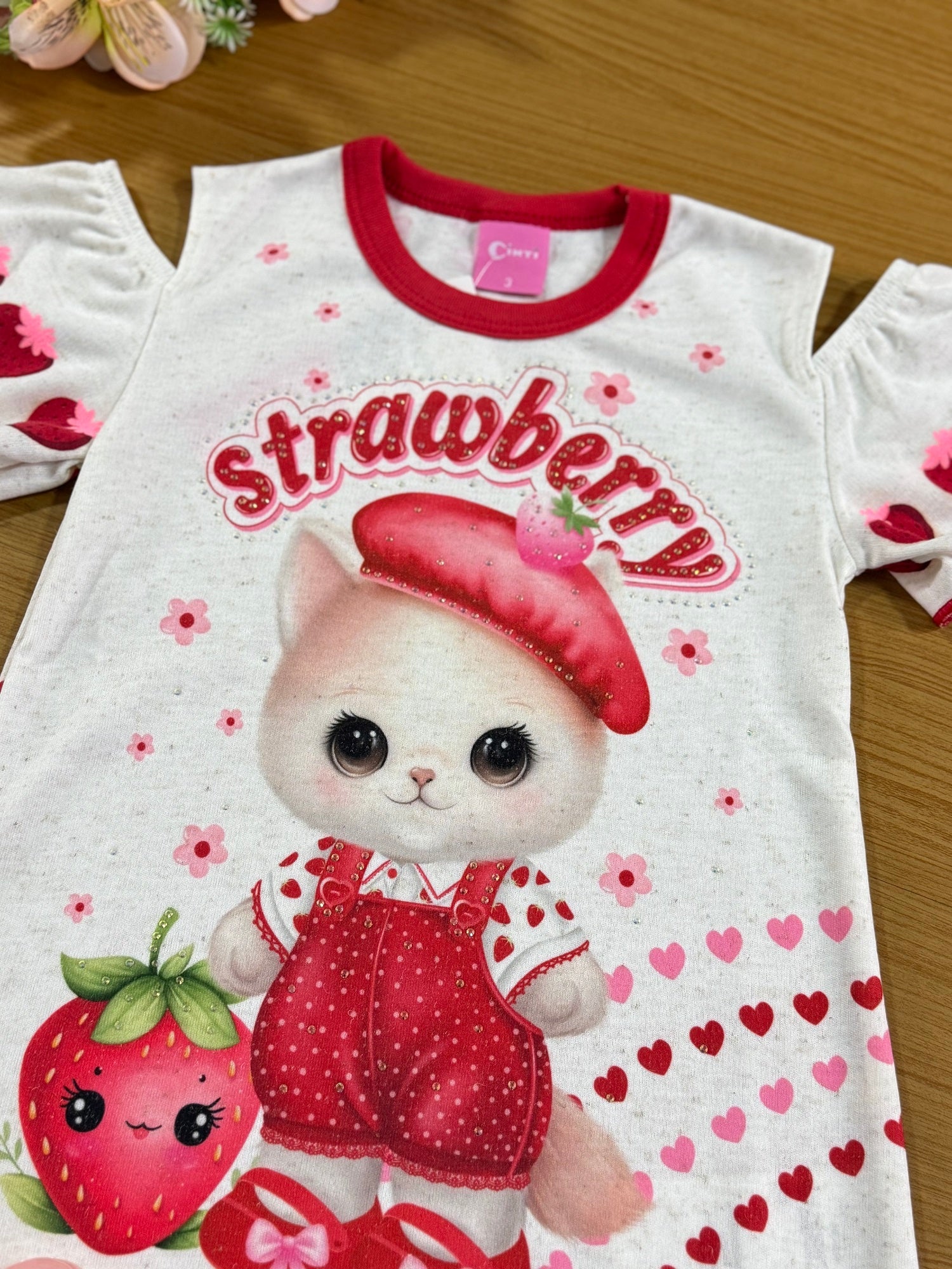 Vestido Infantil Cinti Verão Moranguinho Vermelha